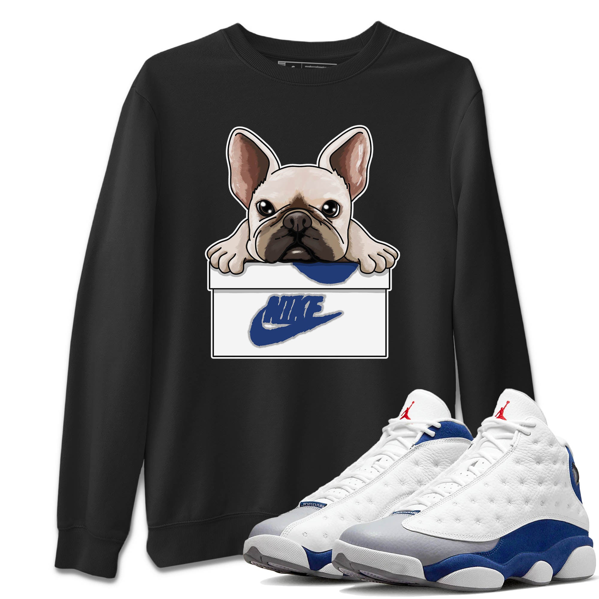 French Bulldog Unisex Tops - Air Jordan 13 French Blue