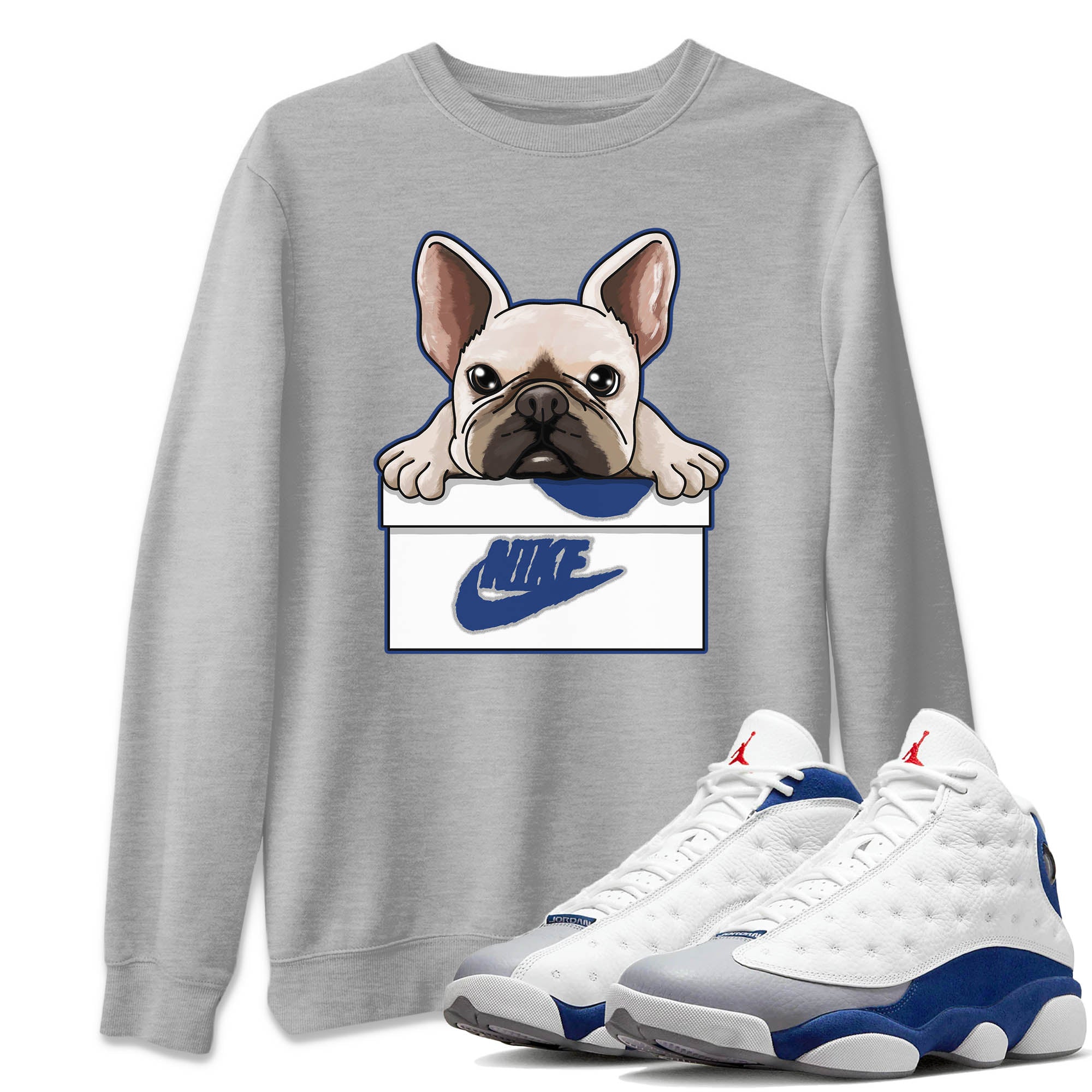 French Bulldog Unisex Tops - Air Jordan 13 French Blue