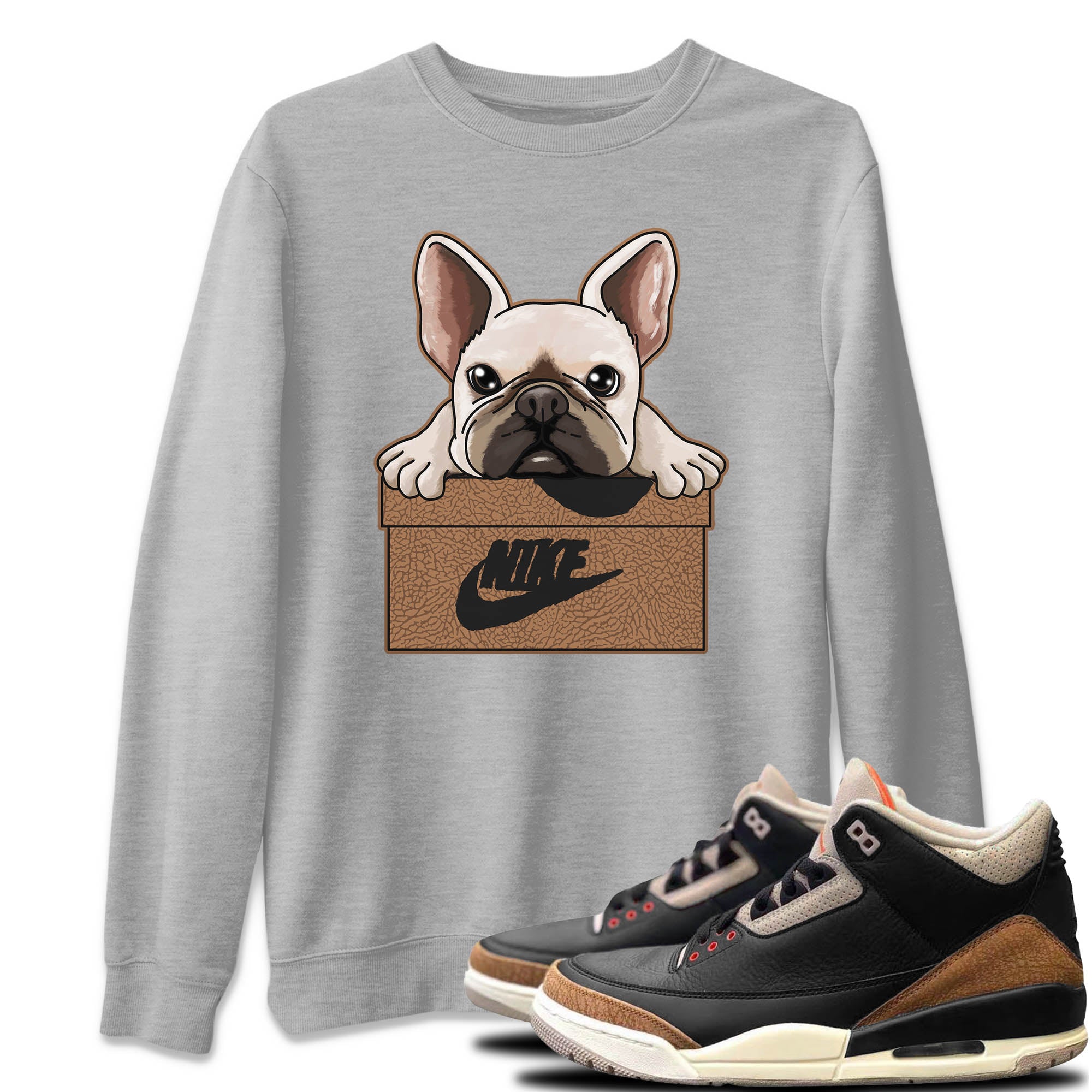 French Bulldog Unisex Tops - Air Jordan 3 Desert Elephant