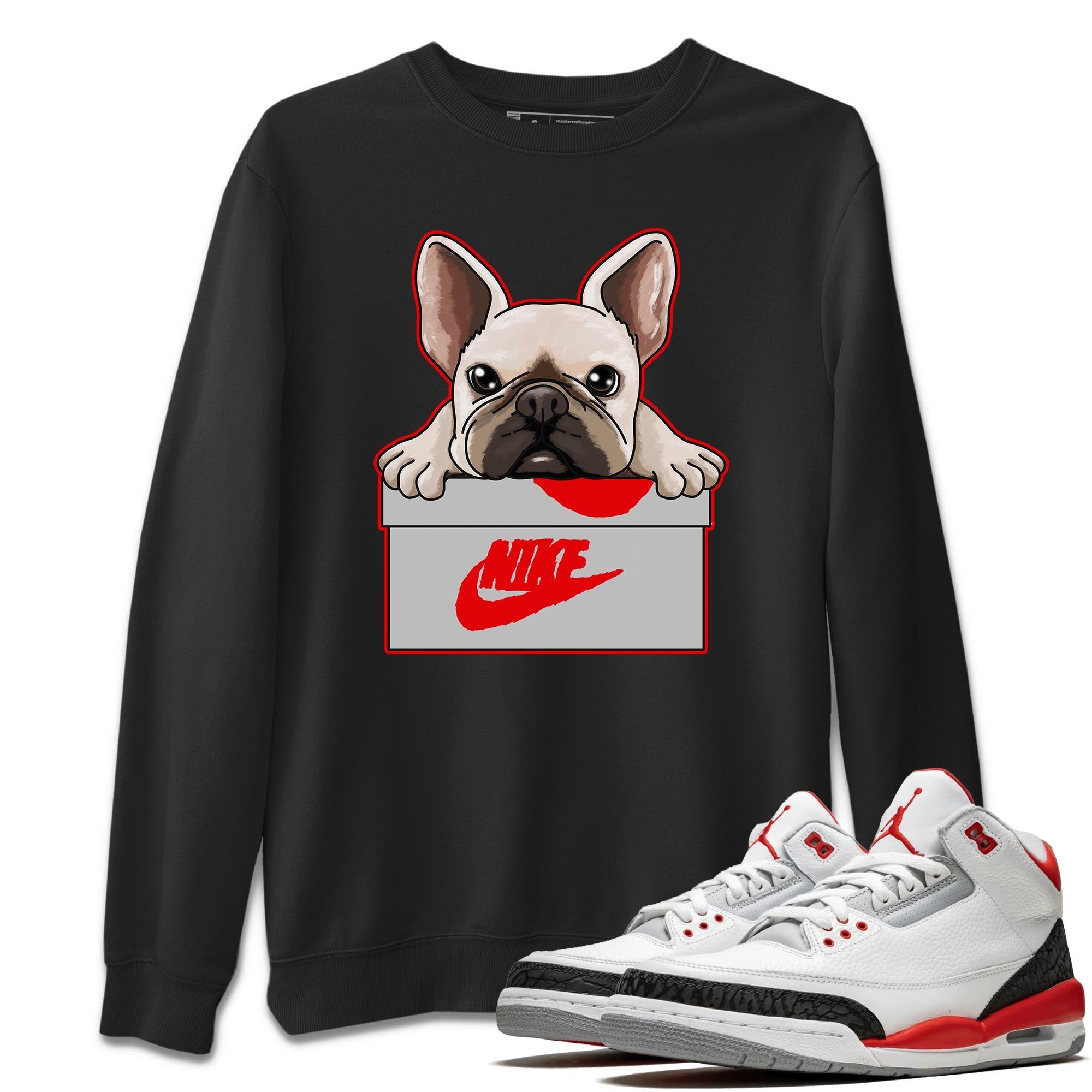 French Bulldog Unisex Tops - Air Jordan 3 Fire Red