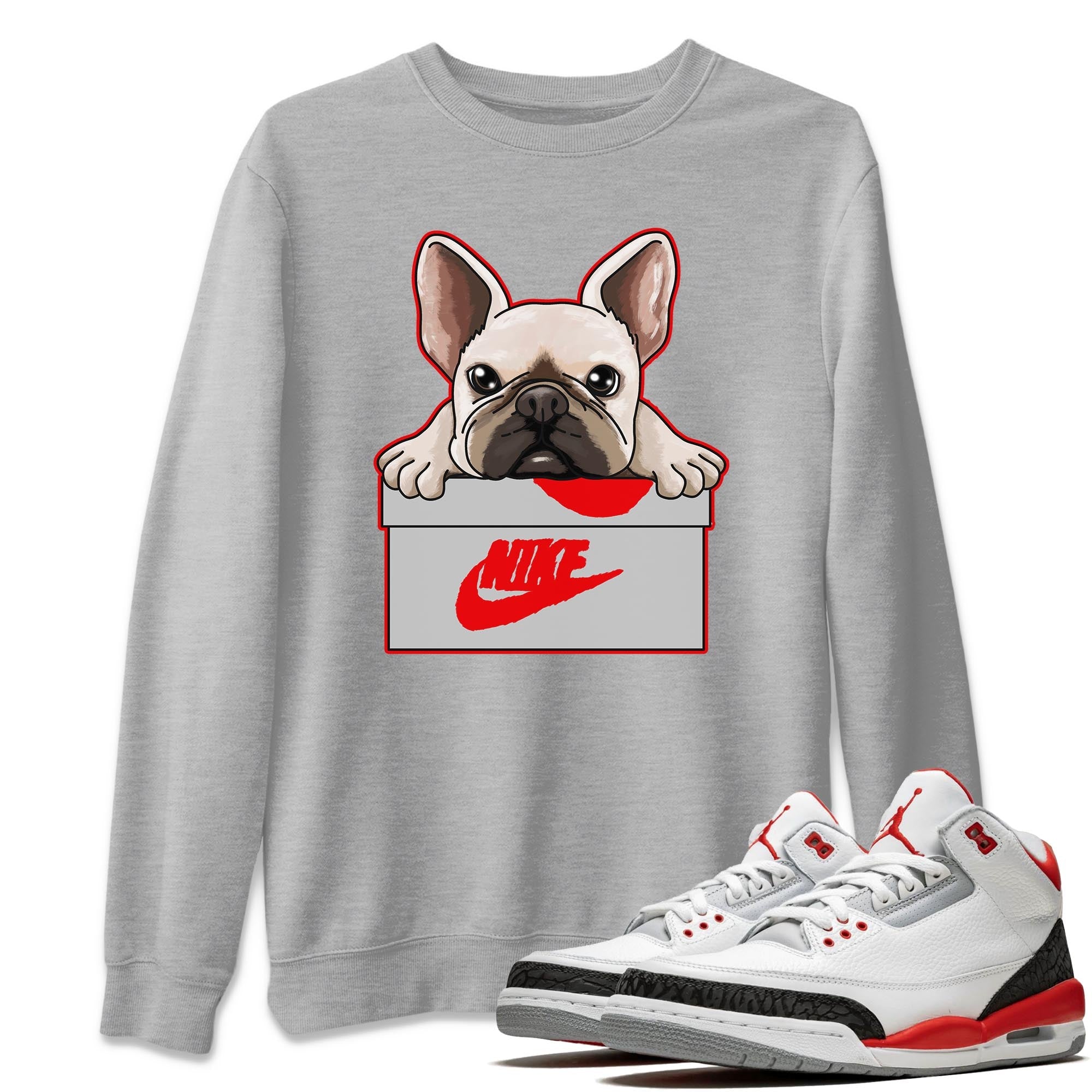 French Bulldog Unisex Tops - Air Jordan 3 Fire Red