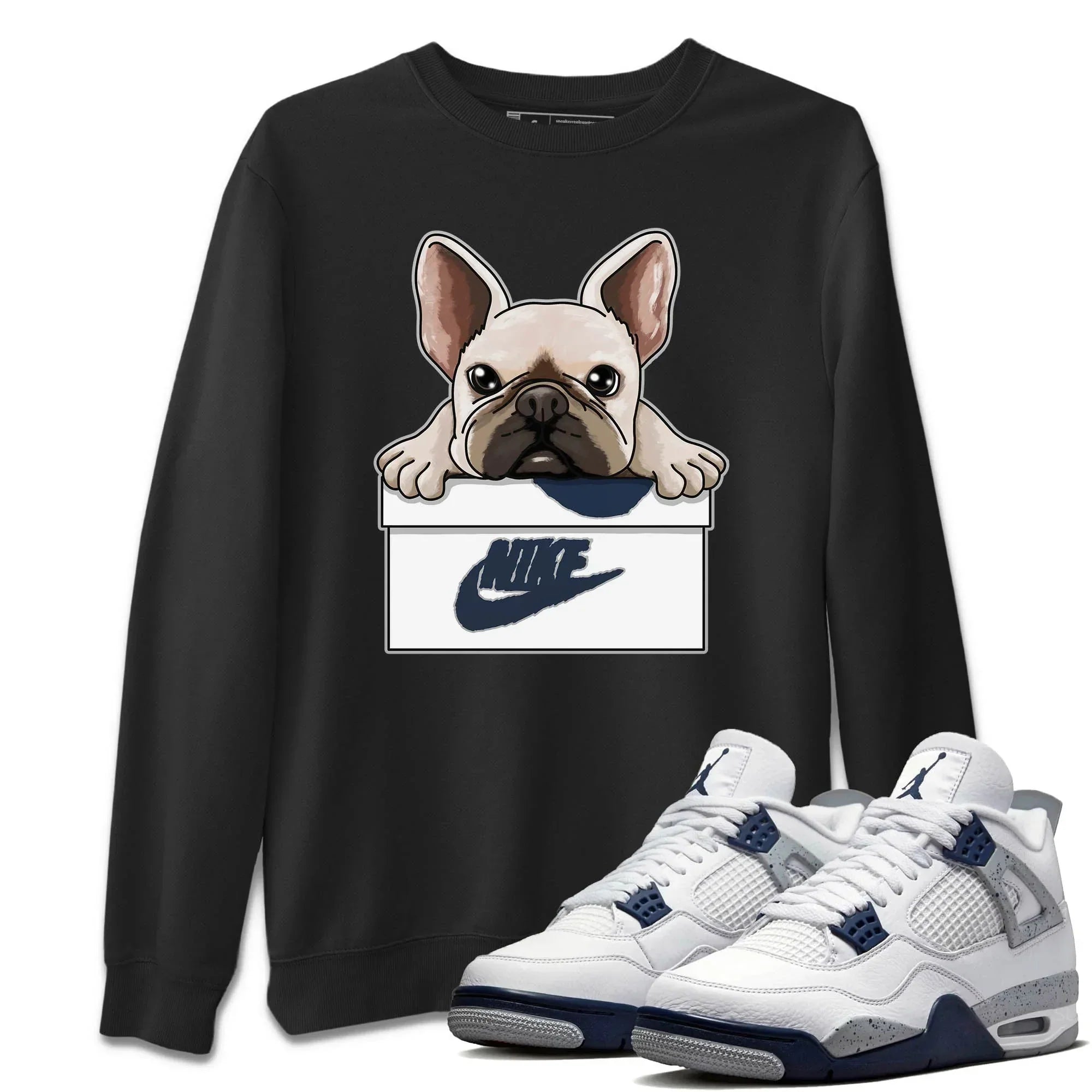 French Bulldog Unisex Tops - Air Jordan 4 Midnight Navy