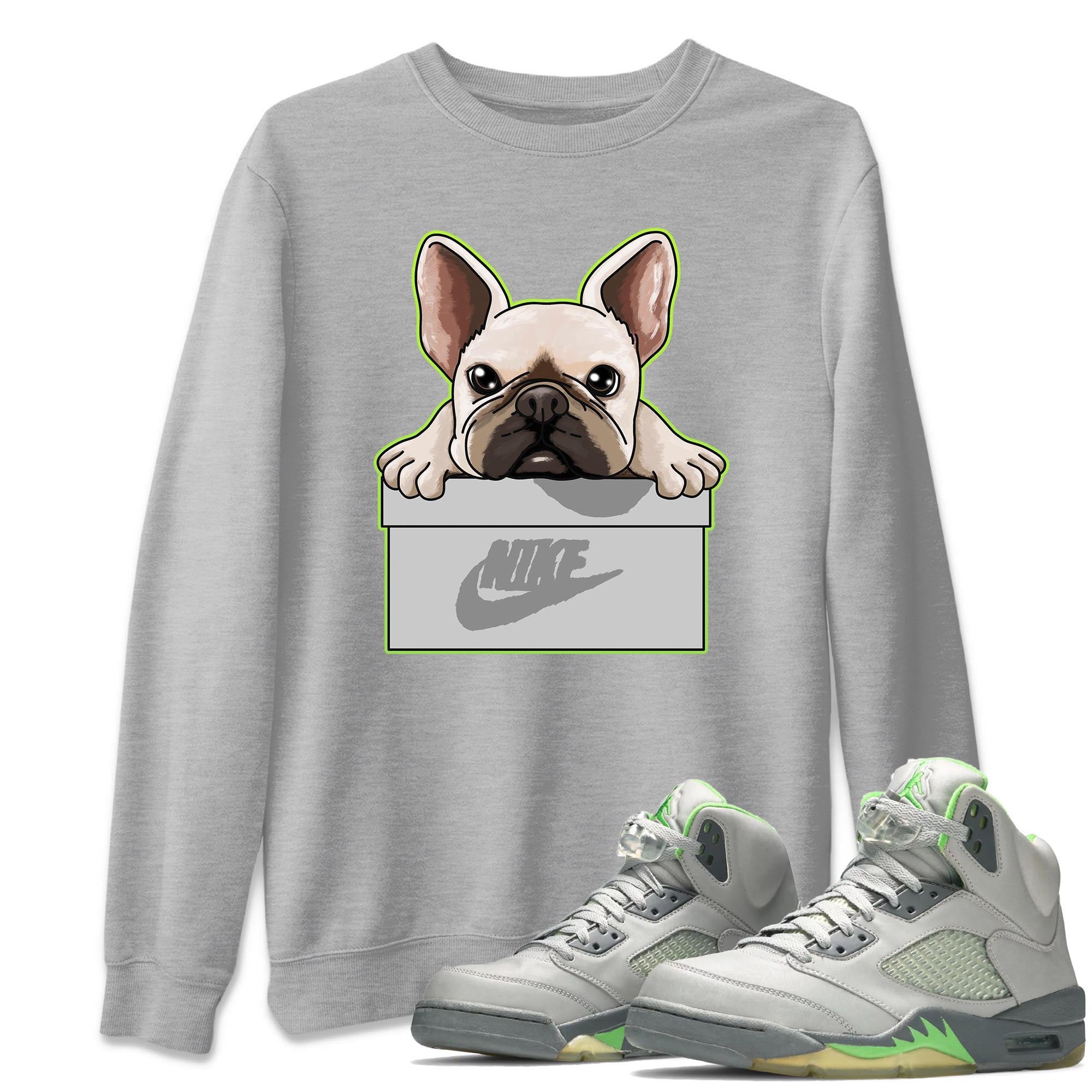 French Bulldog Unisex Tops - Air Jordan 5 Green Bean