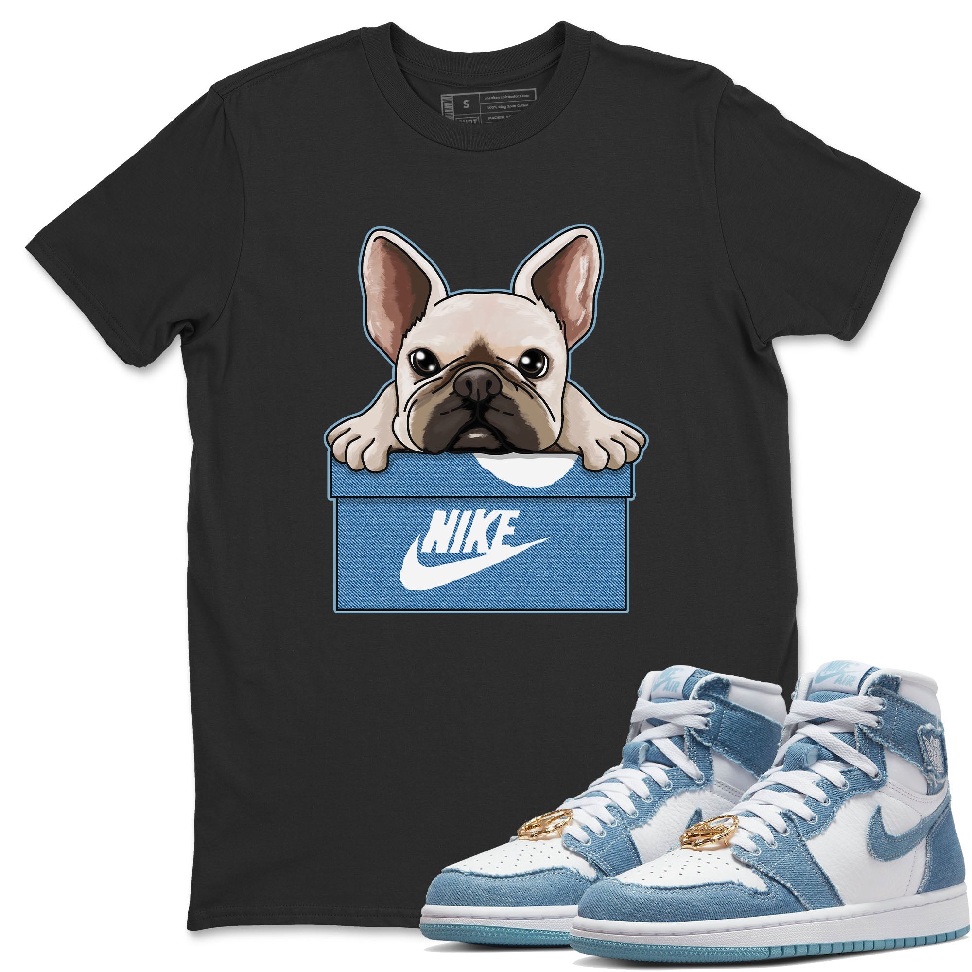 French Bulldog Unisex Tops - Air Jordan 1 Denim