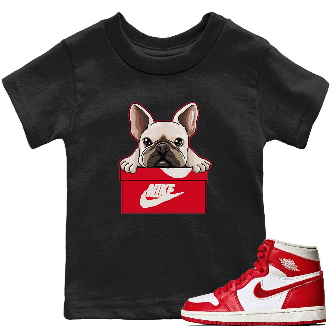French Bulldog Kids Tops - Air Jordan 1 Newstalgia