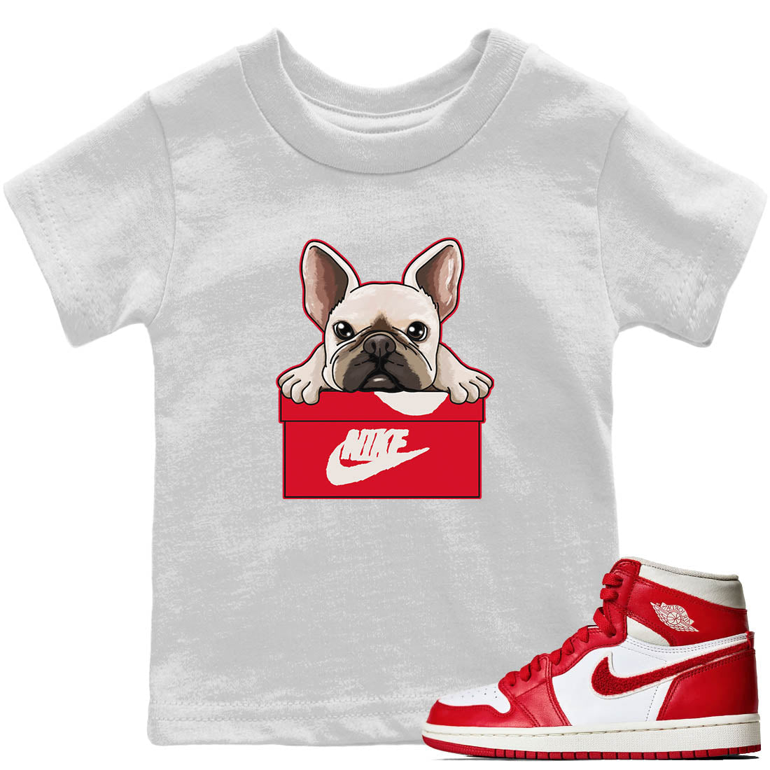 French Bulldog Kids Tops - Air Jordan 1 Newstalgia