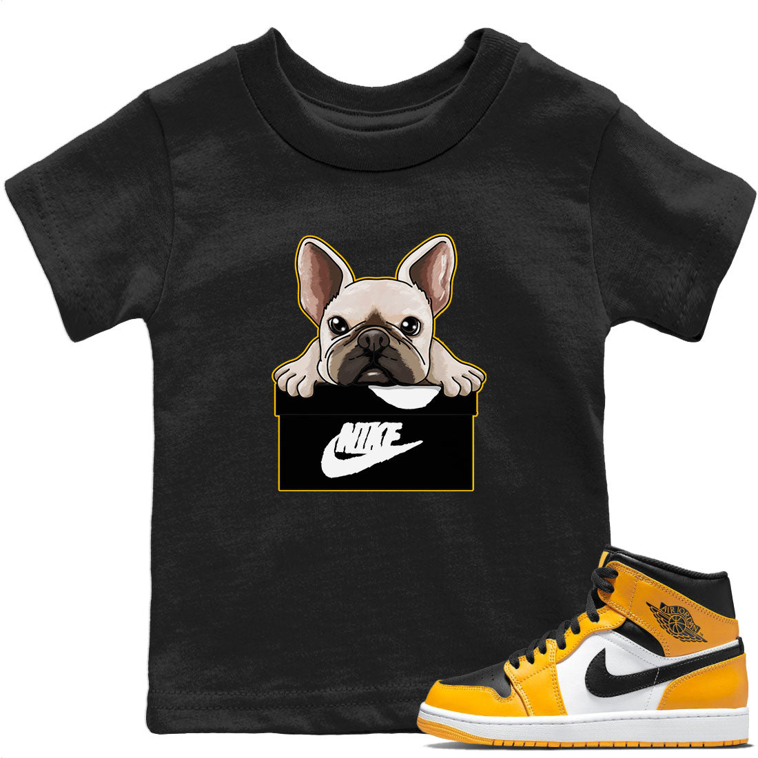 French Bulldog Kids Tops - Air Jordan 1 Taxi