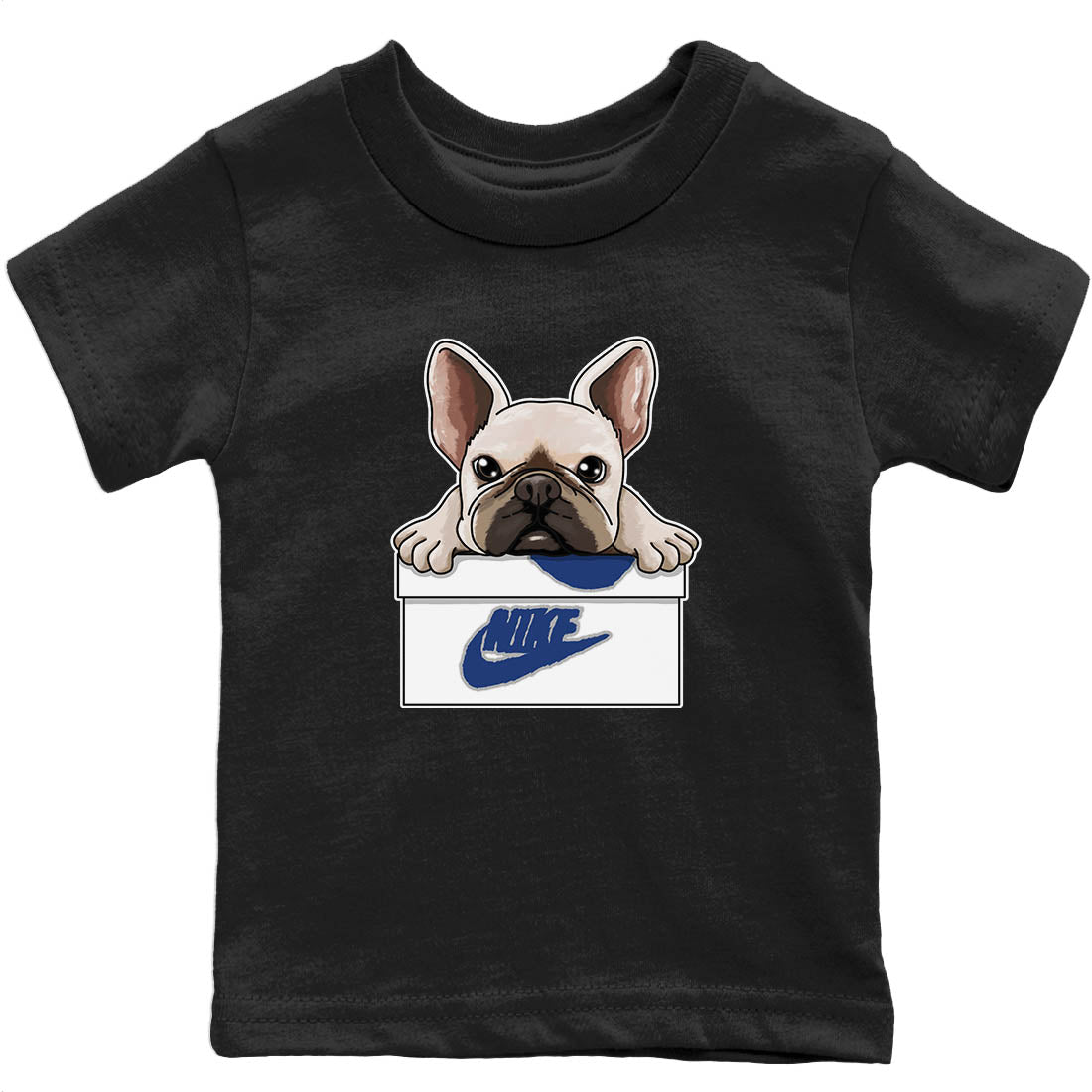 French Bulldog Kids Tops - Air Jordan 13 French Blue