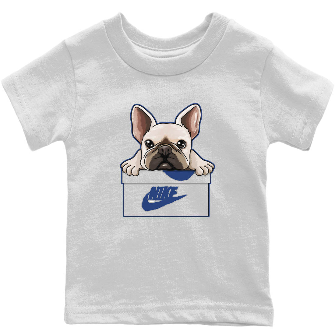 French Bulldog Kids Tops - Air Jordan 13 French Blue