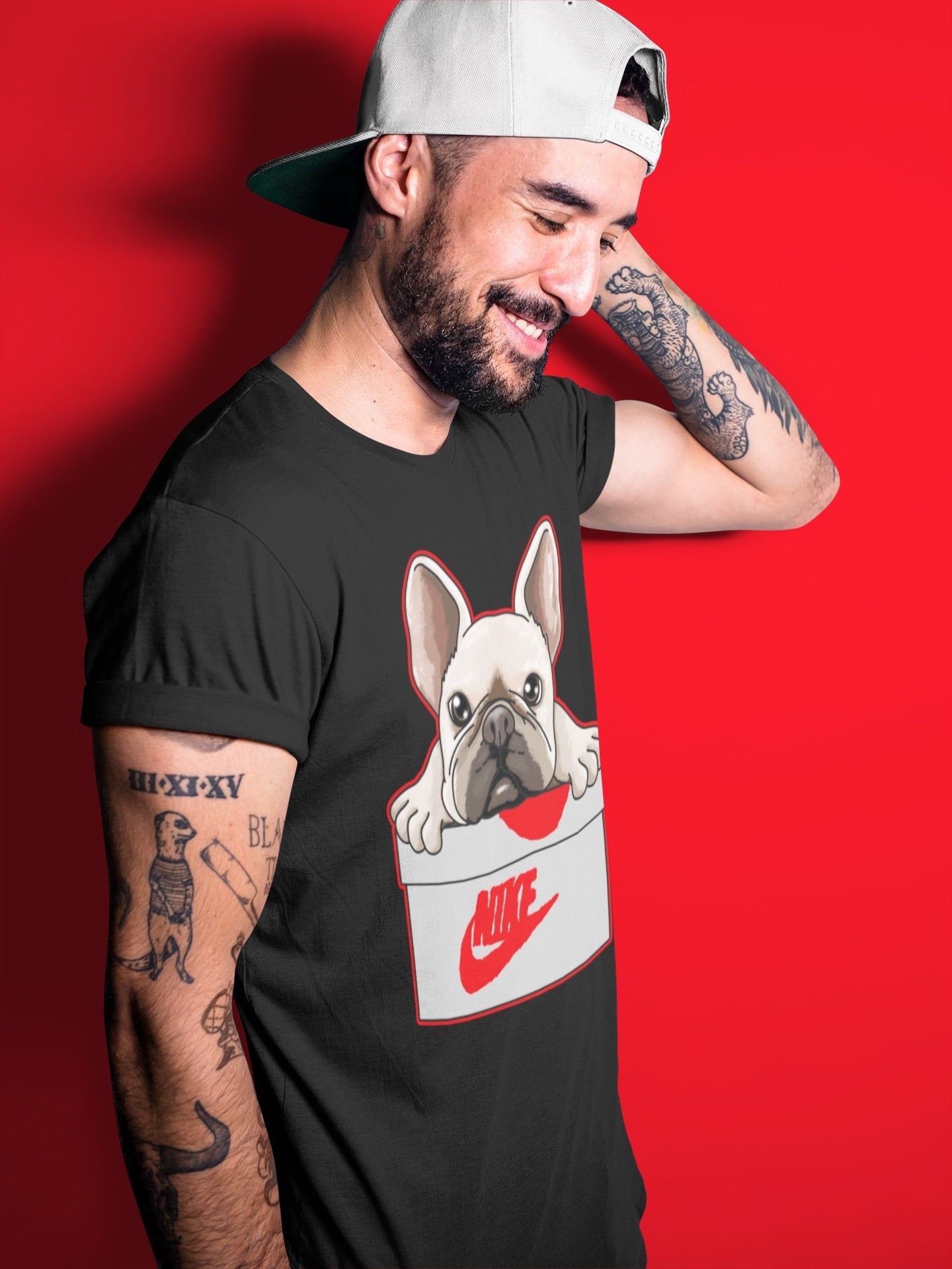 French Bulldog Unisex Tops - Air Jordan 3 Fire Red