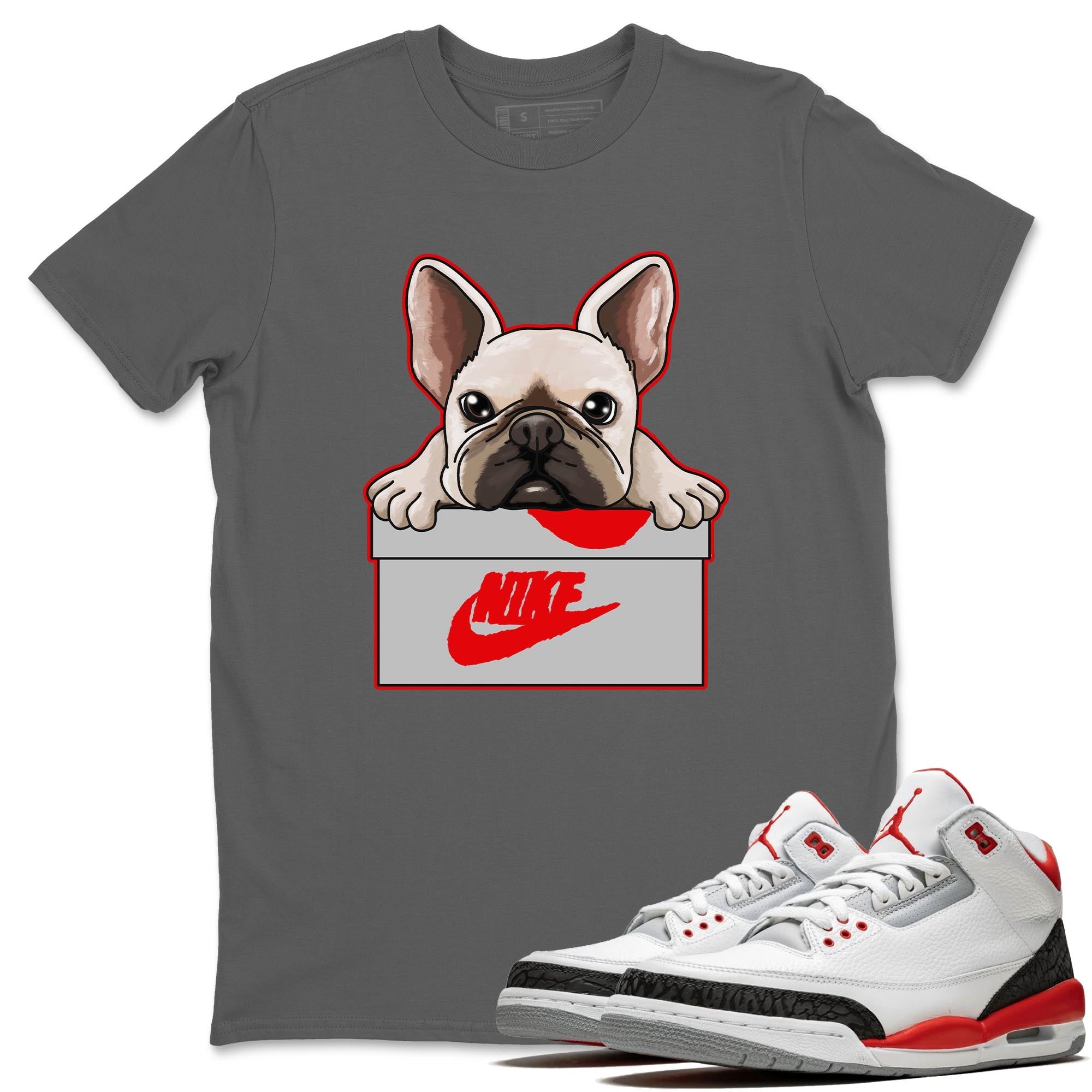 French Bulldog Unisex Tops - Air Jordan 3 Fire Red