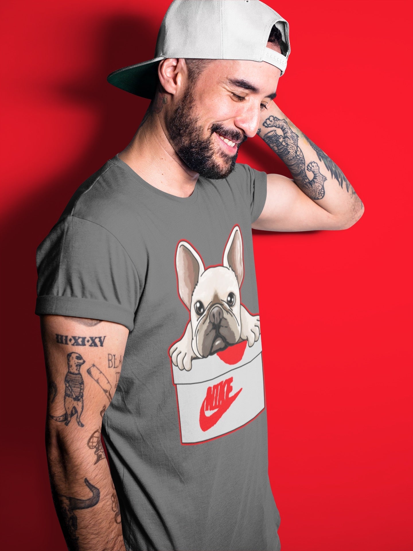 French Bulldog Unisex Tops - Air Jordan 3 Fire Red