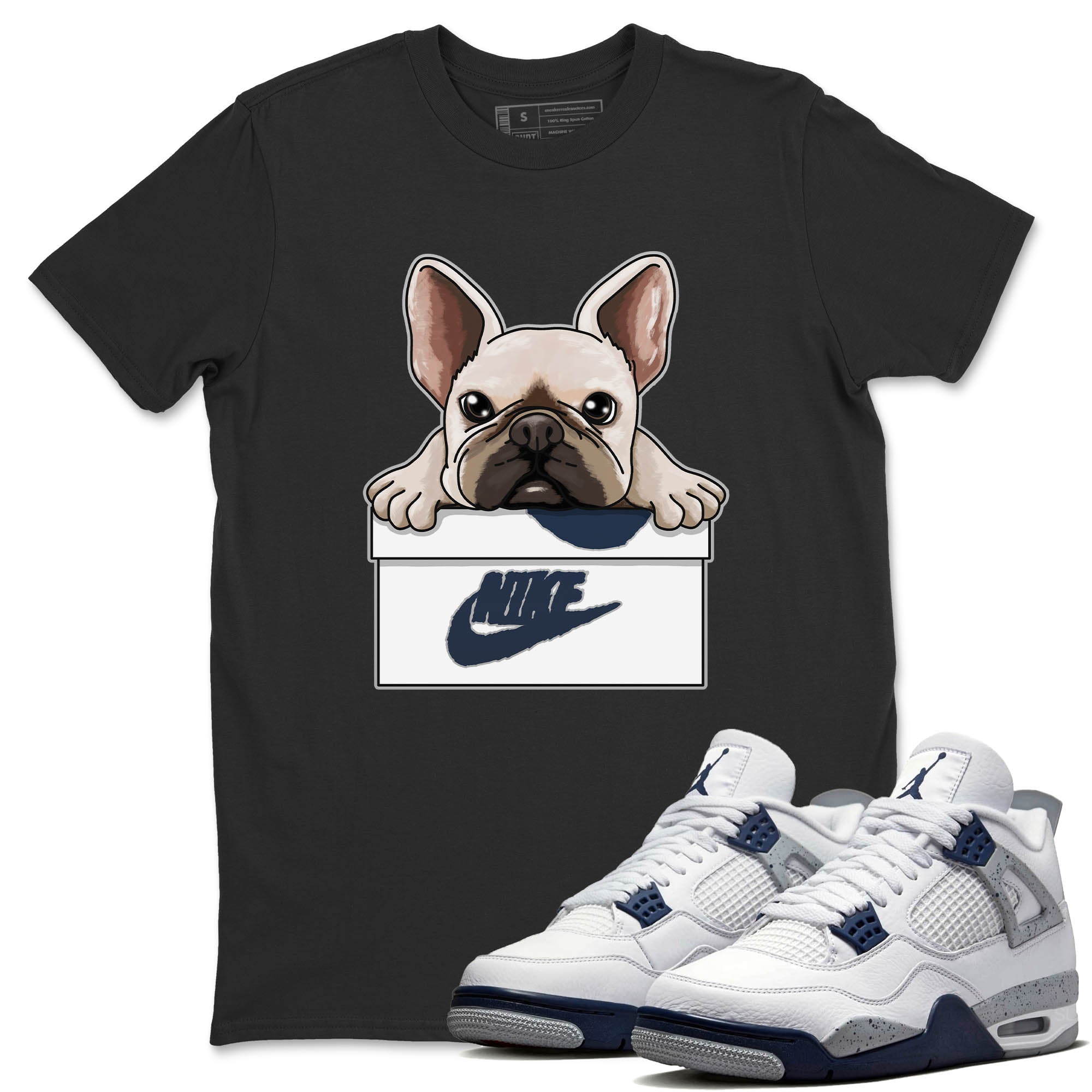 French Bulldog Unisex Tops - Air Jordan 4 Midnight Navy