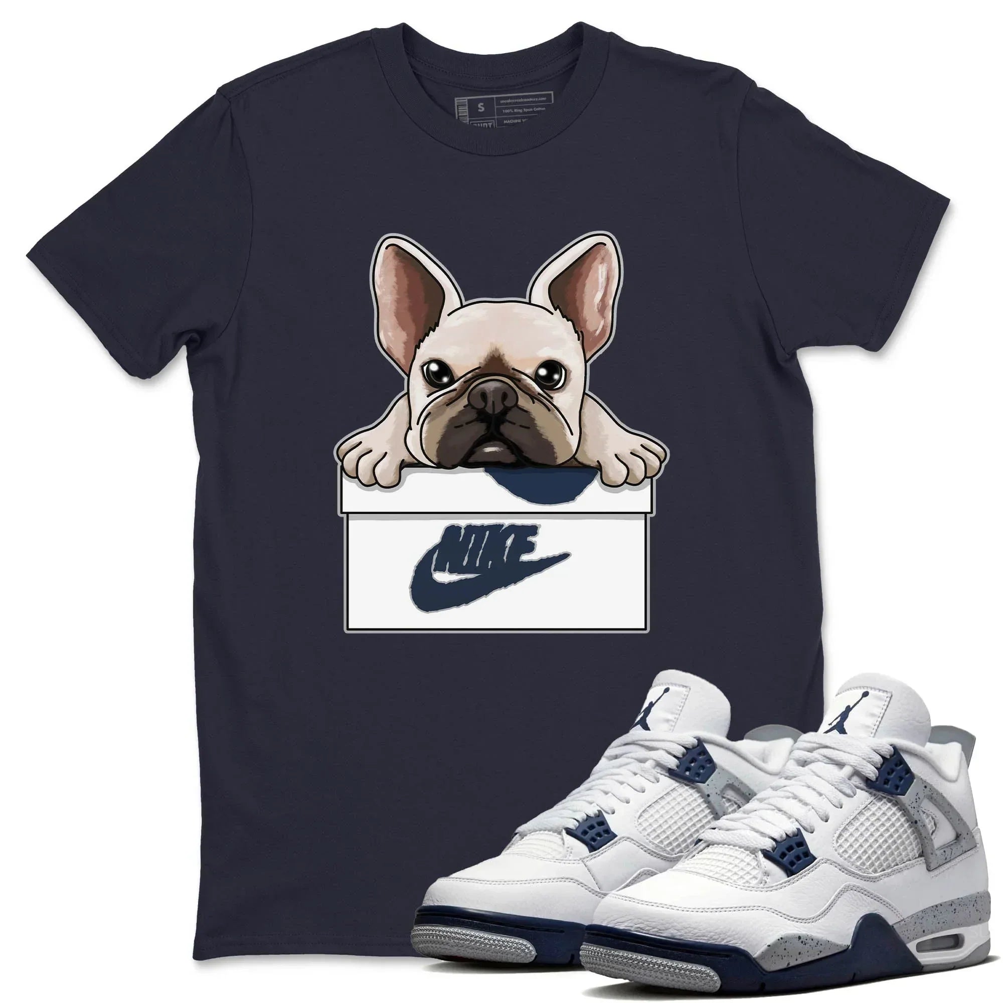 French Bulldog Unisex Tops - Air Jordan 4 Midnight Navy
