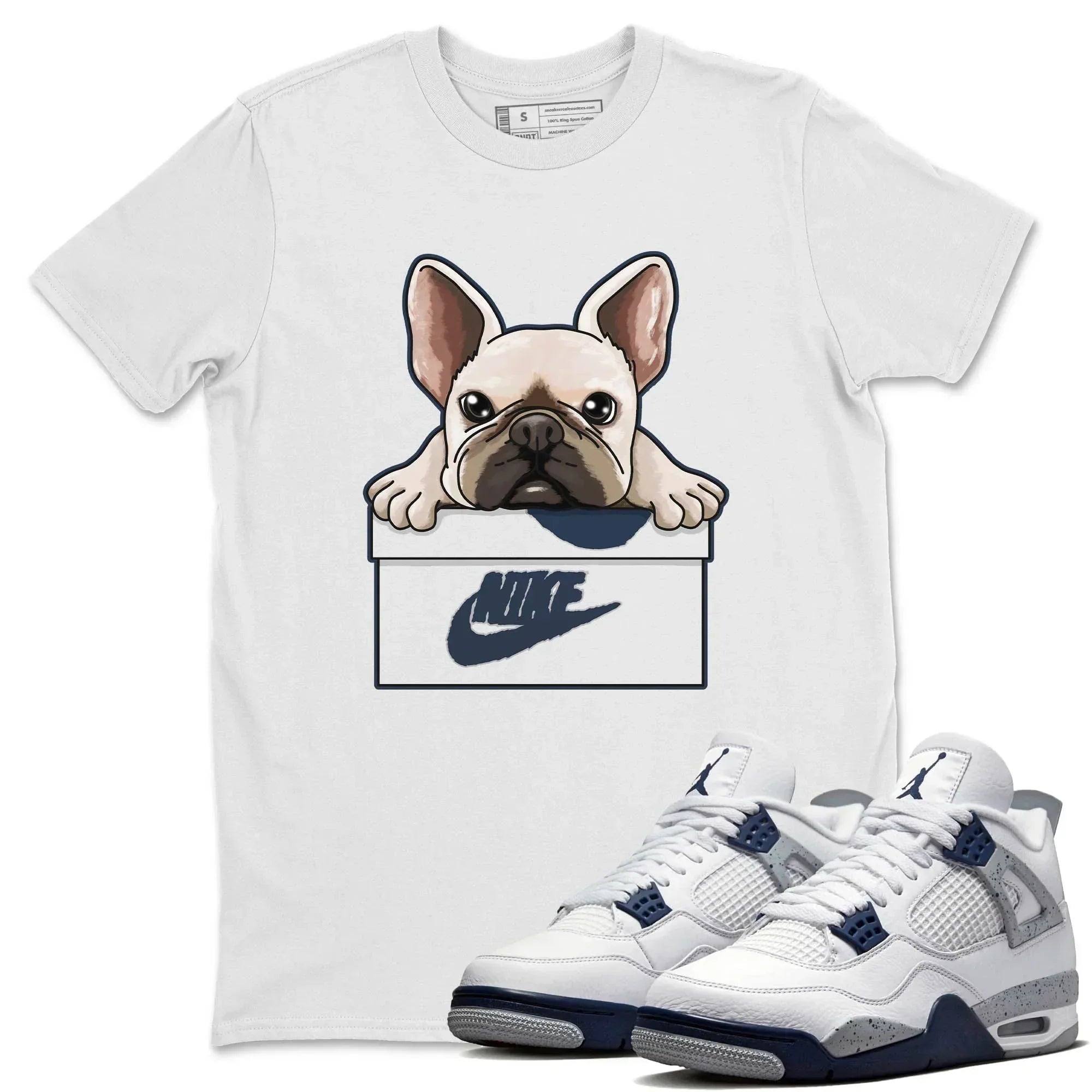 French Bulldog Unisex Tops - Air Jordan 4 Midnight Navy