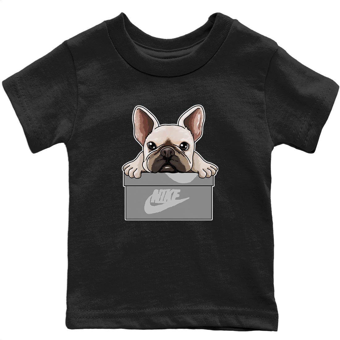 French Bulldog Kids Tops - Air Jordan 4 Military Black