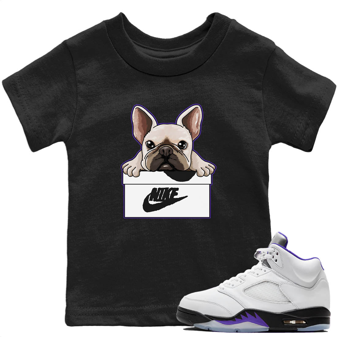 French Bulldog Kids Tops - Air Jordan 5 Concord