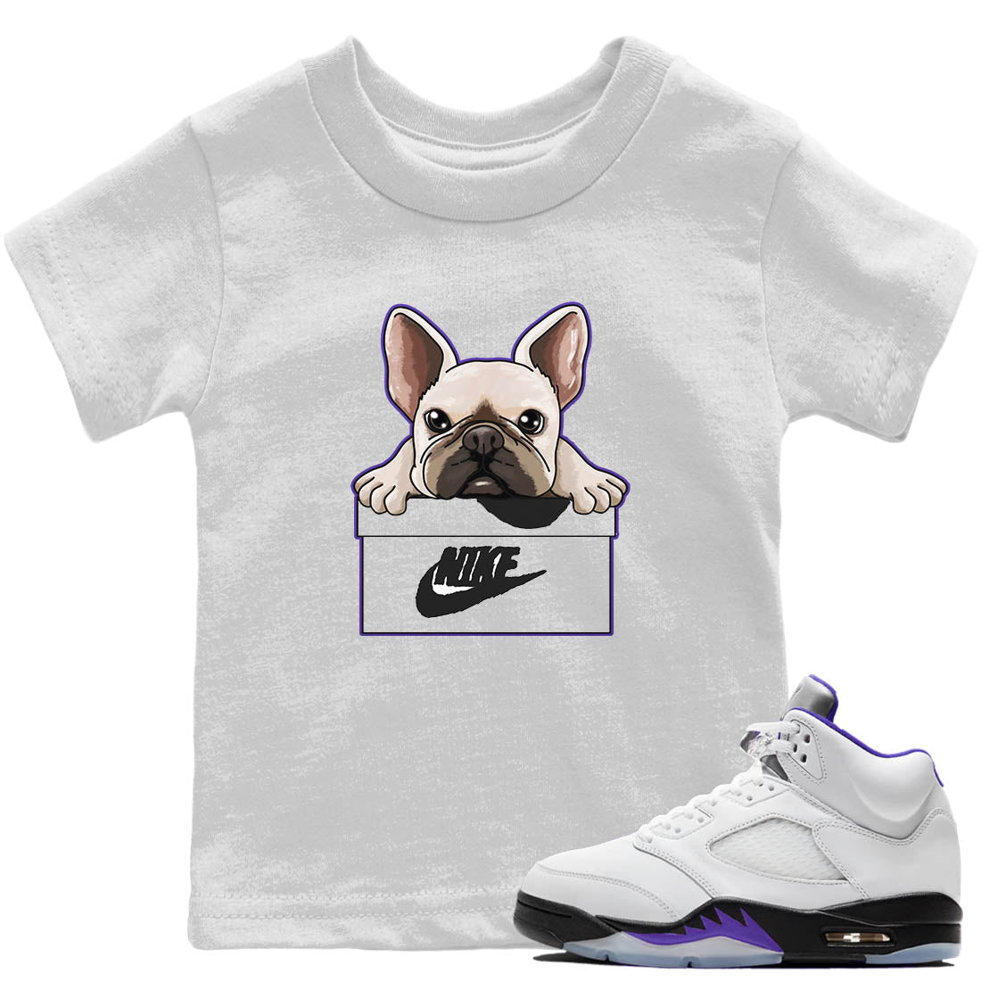 French Bulldog Kids Tops - Air Jordan 5 Concord