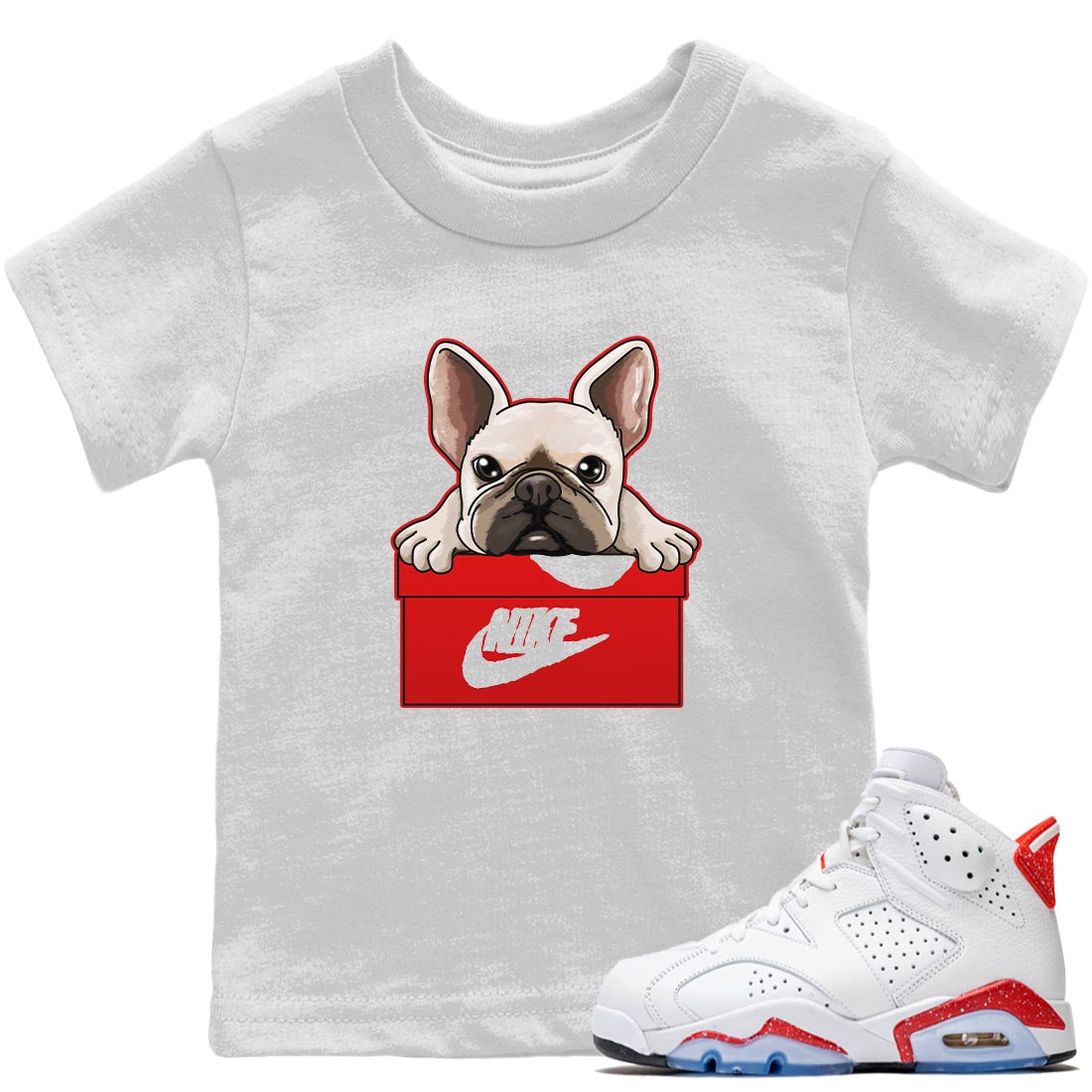 French Bulldog Kids Tops - Air Jordan 6 Red Velvet Cookies