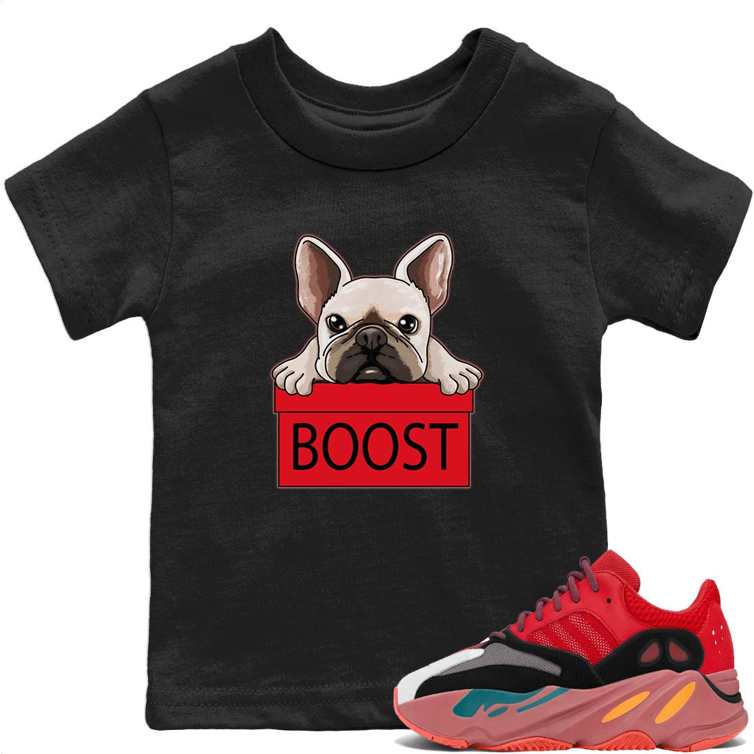 French Bulldog Kids Tops - Yeezy 700 Hi-Res Red