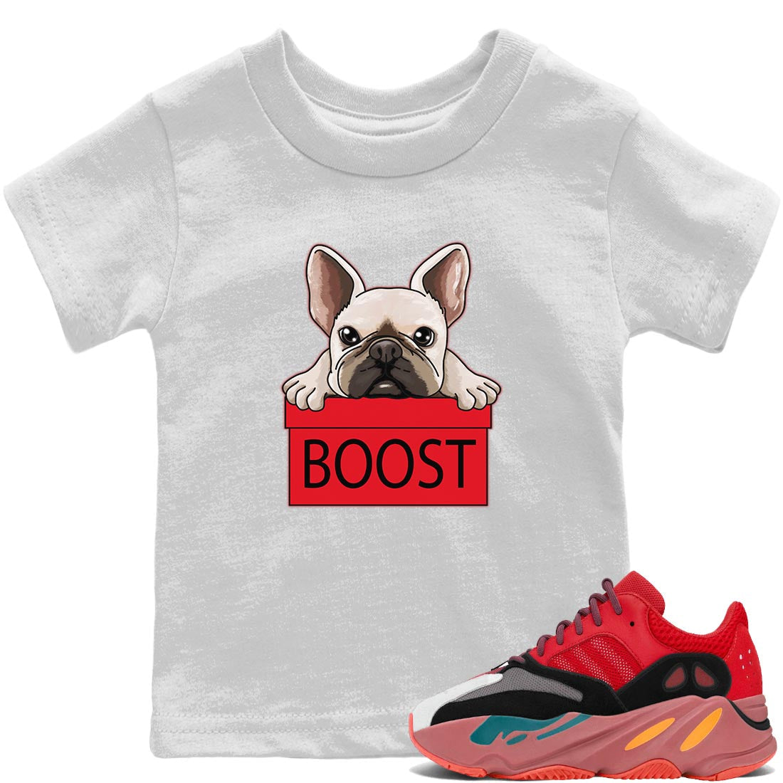 French Bulldog Kids Tops - Yeezy 700 Hi-Res Red