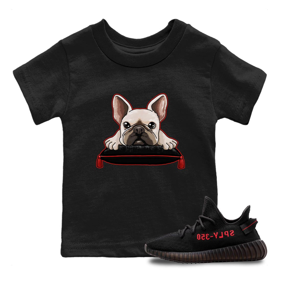 French Bulldog snkmatch Tee Kids - Yeezy 350 Bred