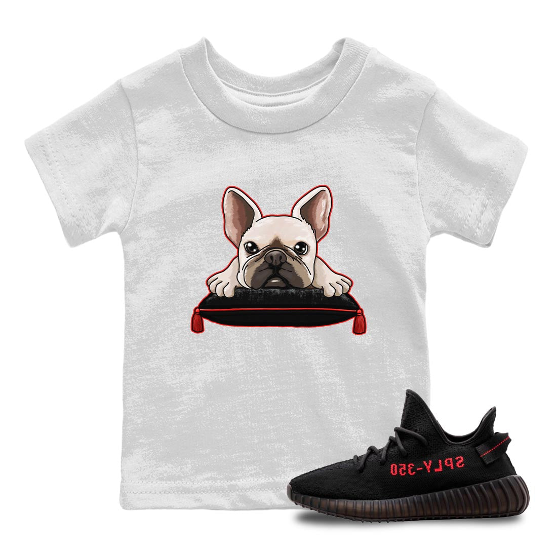French Bulldog snkmatch Tee Kids - Yeezy 350 Bred