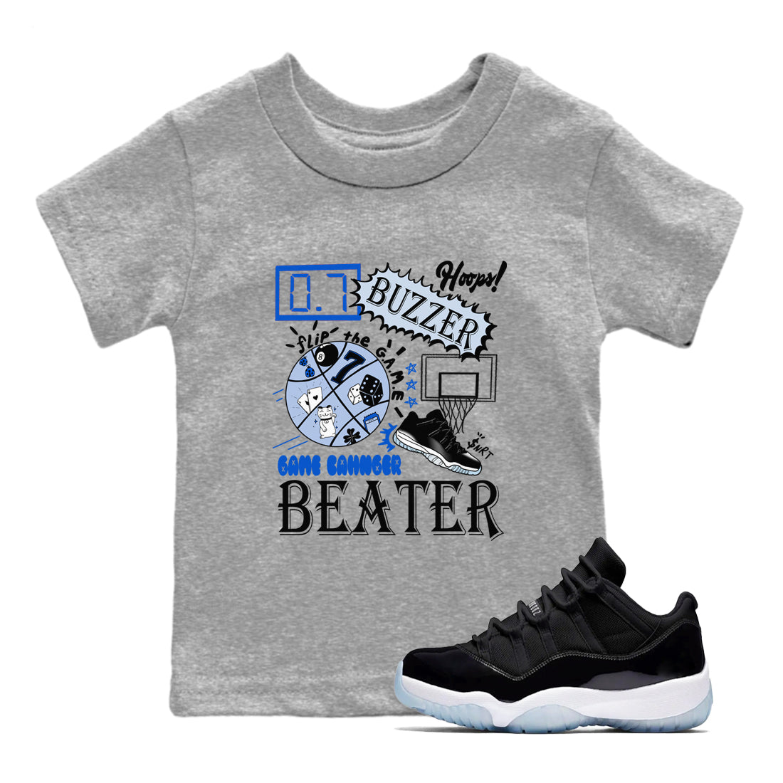 Game Changer snkmatch Tees Kids - Air Jordan 11 Black and Varsity Royal