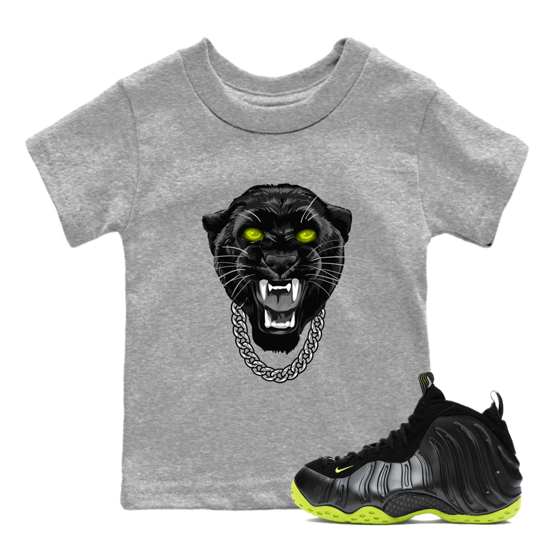 Gangster Black Cat snkmatch Tees Kids - Air Foamposite One Black Volt