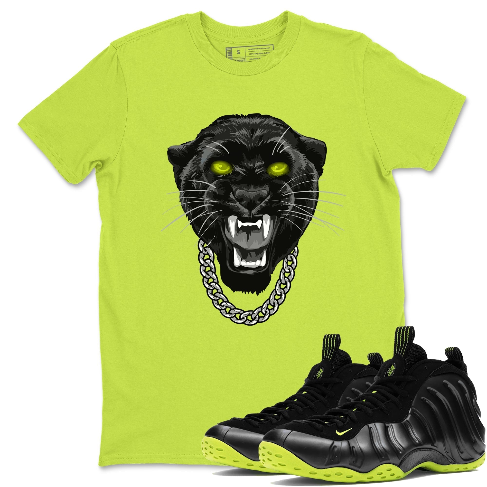 Gangster Black Cat snkmatch Tees - Air Foamposite One Black Volt