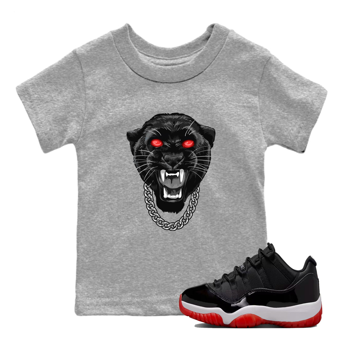 Gangster Black Cat snkmatch Tees Kids - Air Jordan 11 Bred
