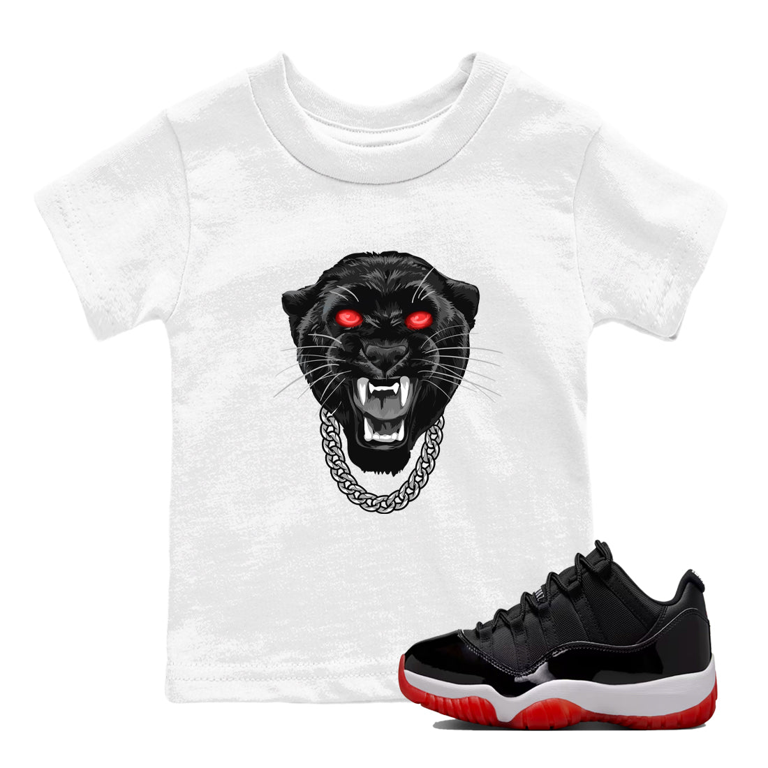 Gangster Black Cat snkmatch Tees Kids - Air Jordan 11 Bred