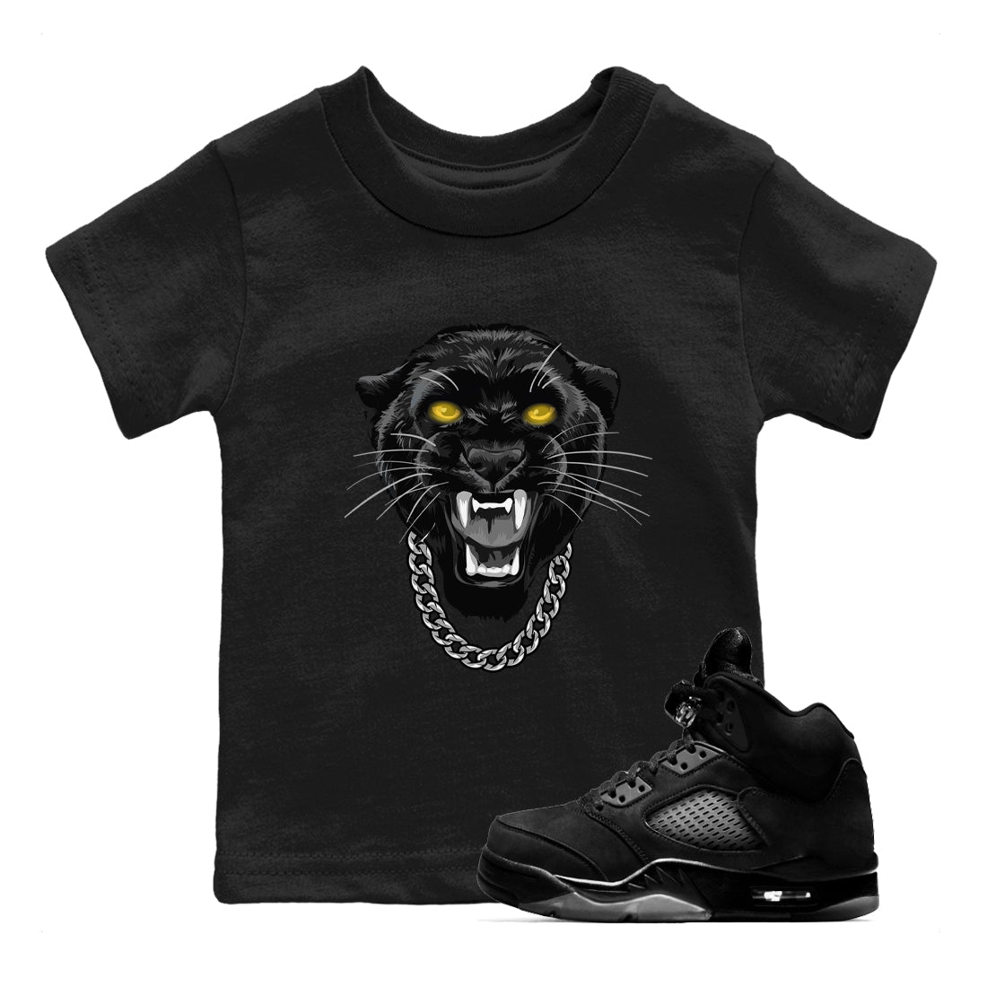 Gangster Black Cat snkmatch Tees Kids - Air Jordan 5 Black Cat