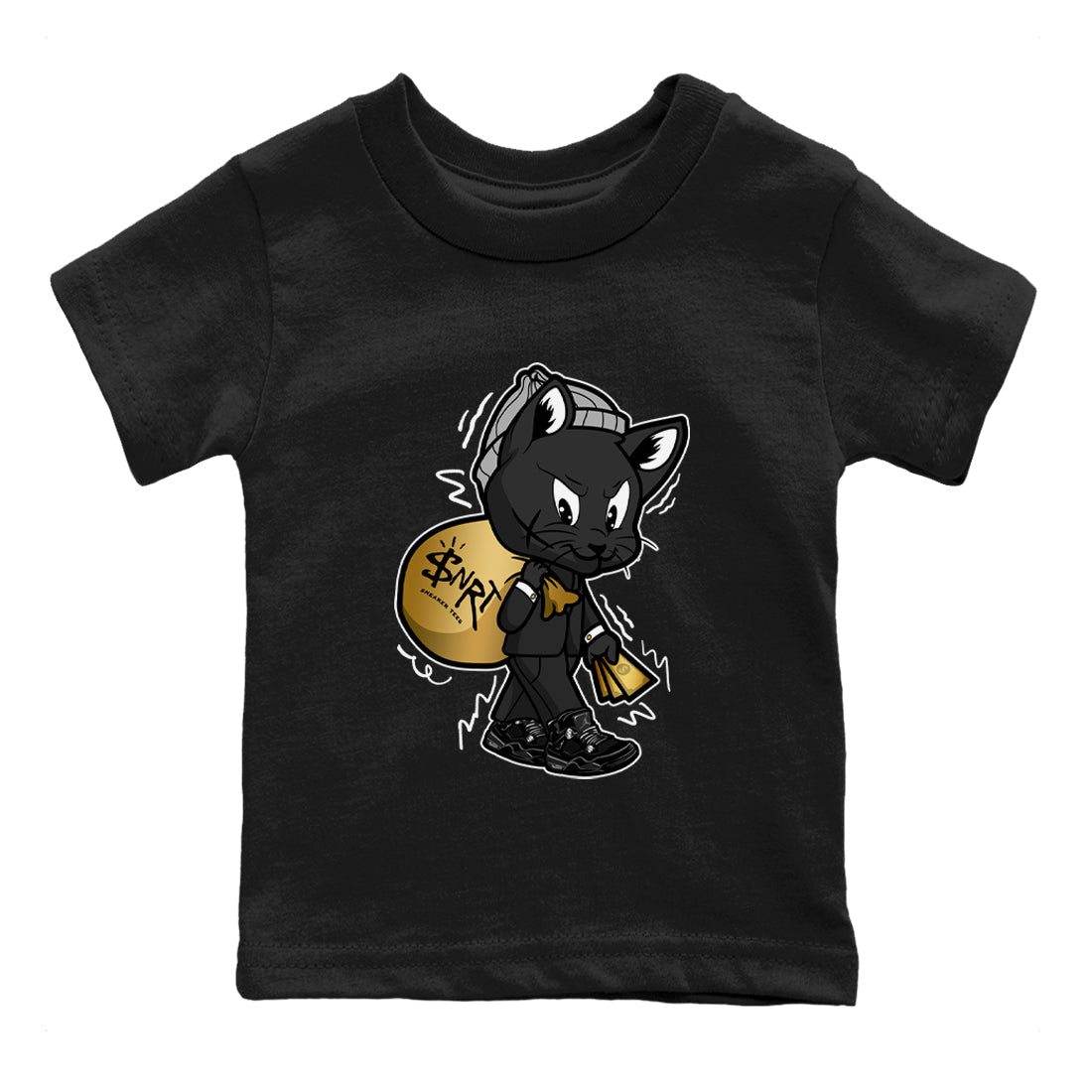 Gangster Cat snkmatch Tees Kids - Air Jordan 4 Black Cat