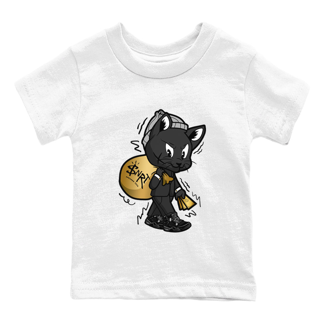 Gangster Cat snkmatch Tees Kids - Air Jordan 4 Black Cat