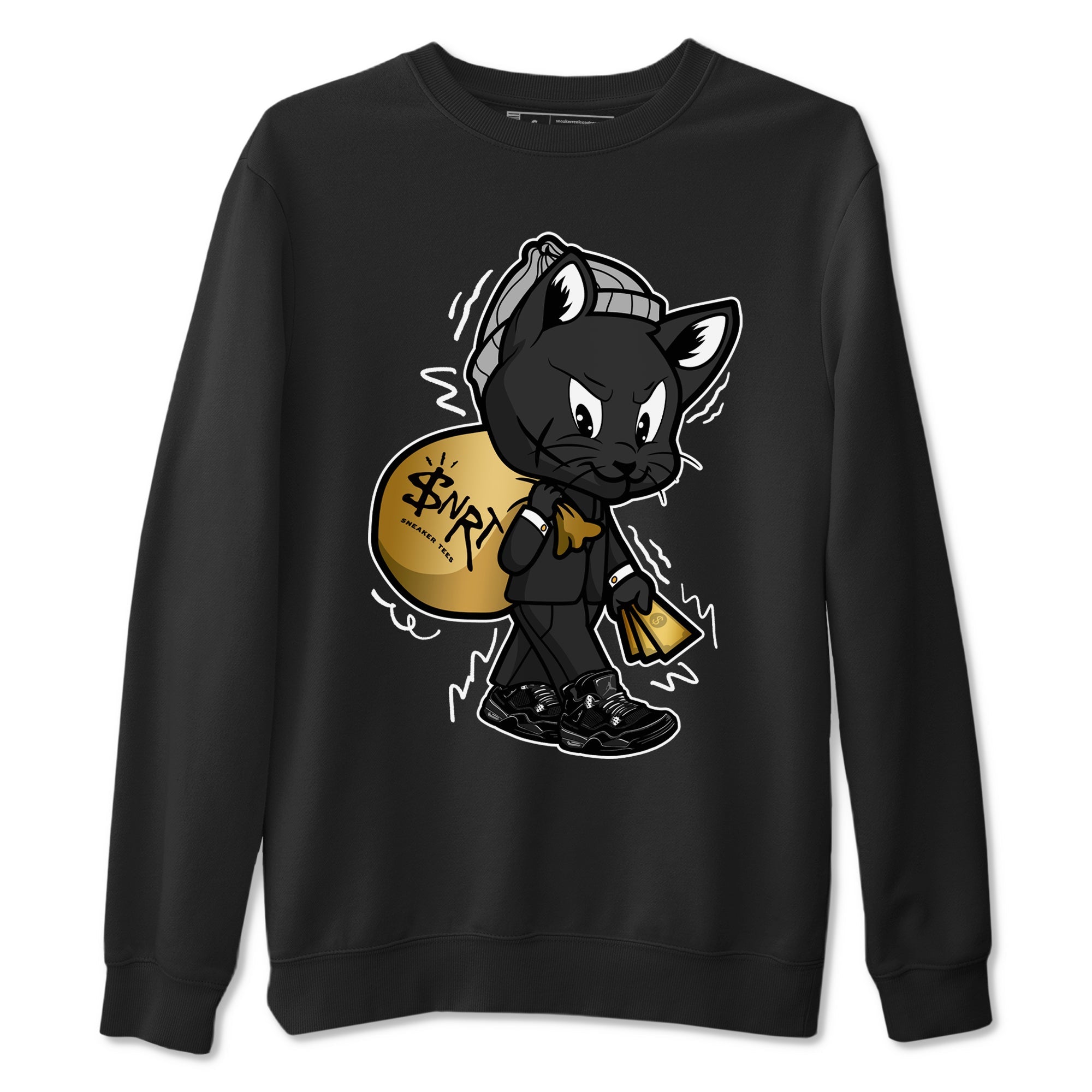 Gangster Cat snkmatch Tees - Air Jordan 4 Black Cat