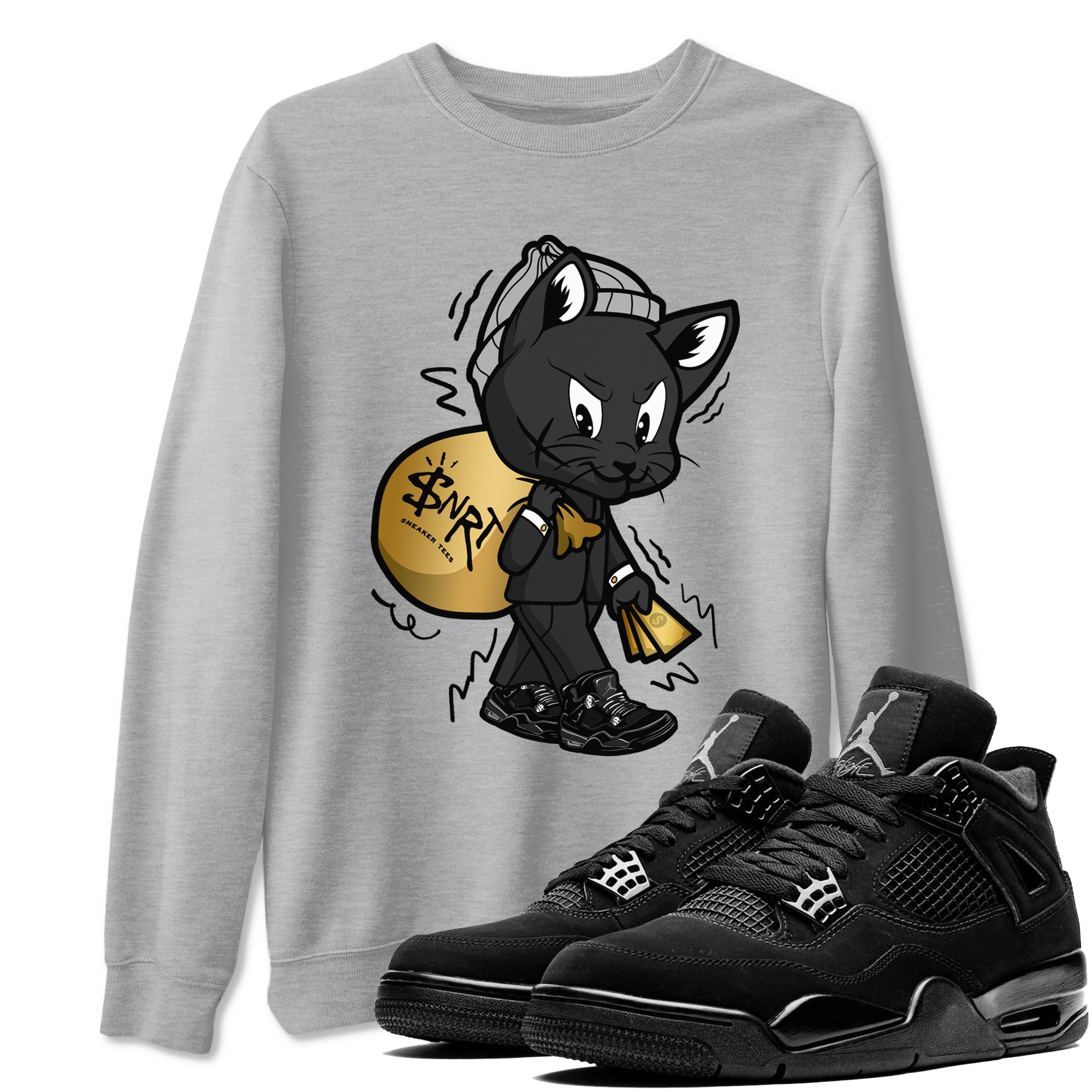 Gangster Cat snkmatch Tees - Air Jordan 4 Black Cat