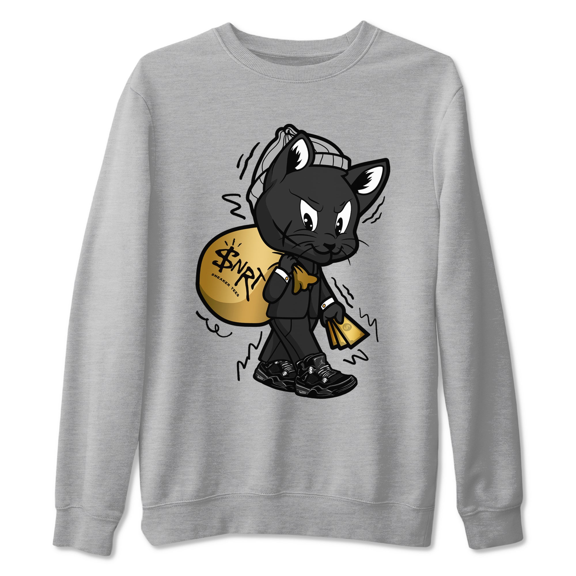 Gangster Cat snkmatch Tees - Air Jordan 4 Black Cat