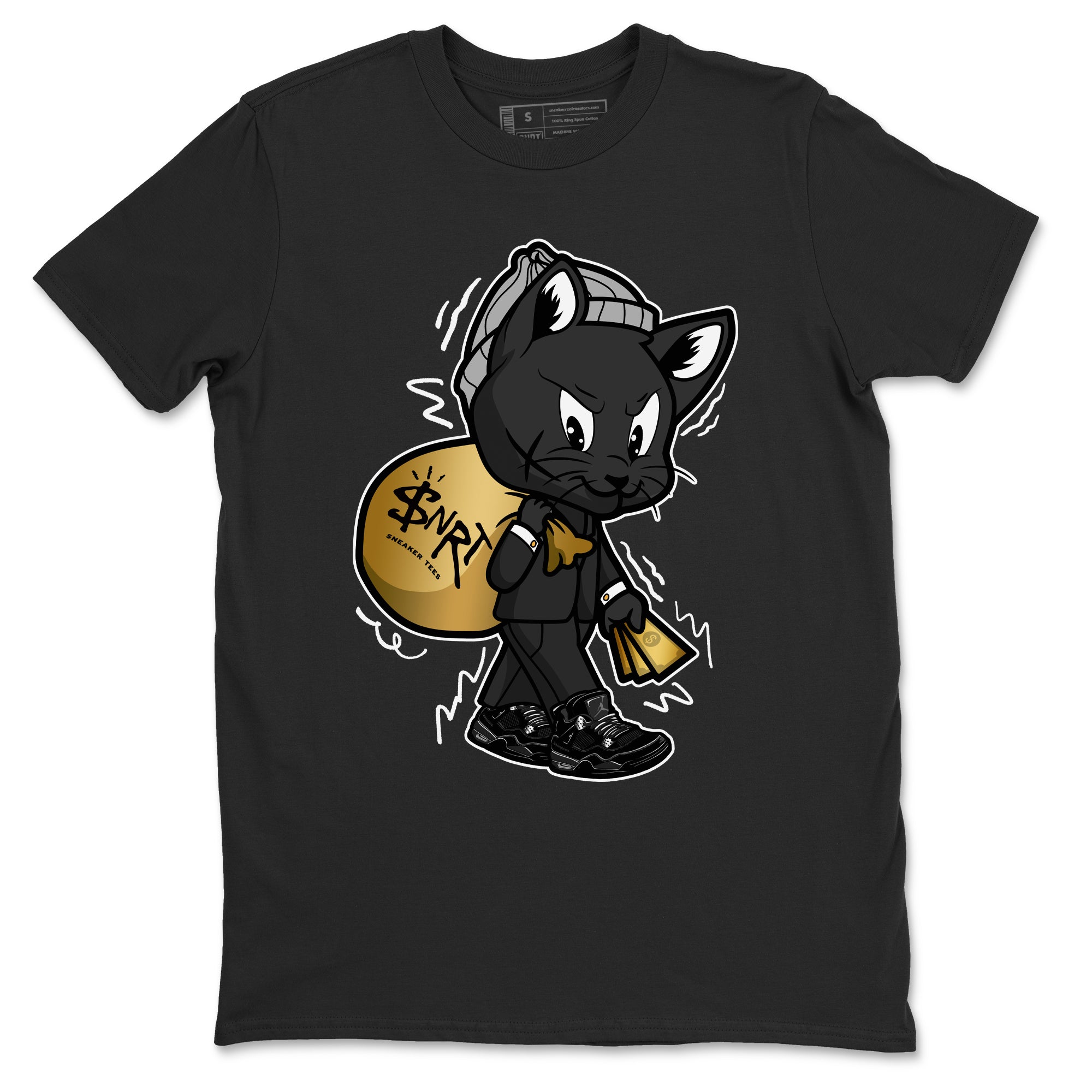 Gangster Cat snkmatch Tees - Air Jordan 4 Black Cat