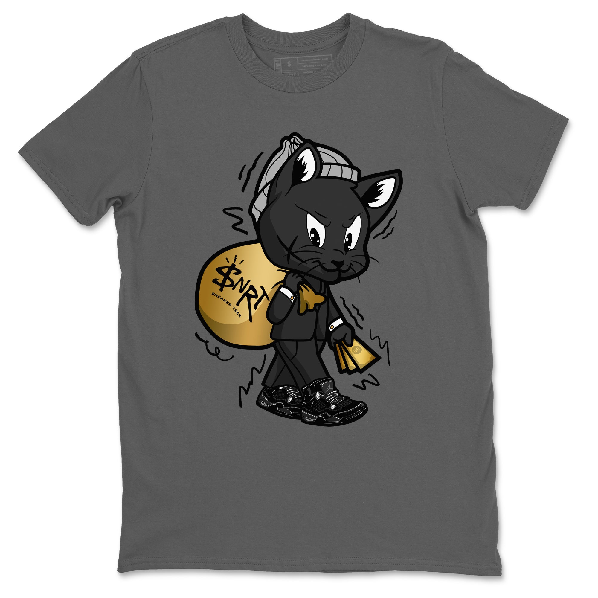 Gangster Cat snkmatch Tees - Air Jordan 4 Black Cat