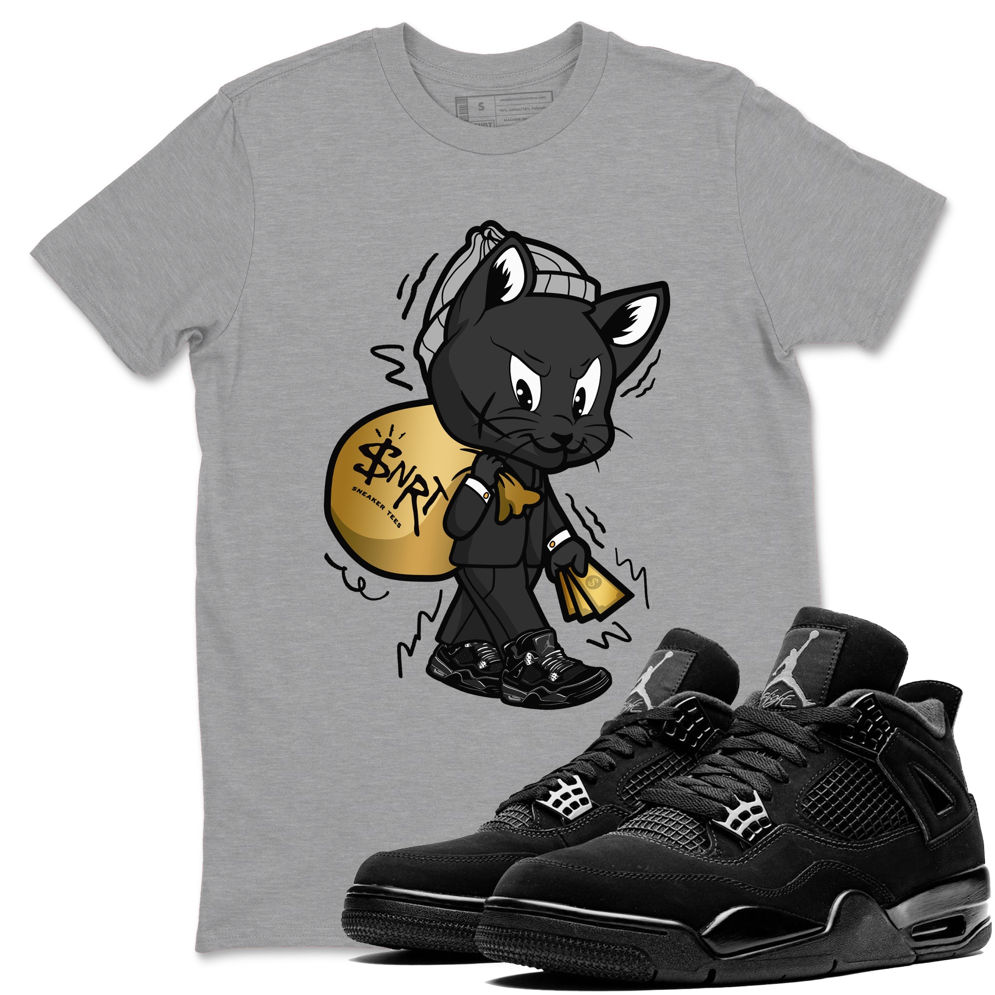 Gangster Cat snkmatch Tees - Air Jordan 4 Black Cat
