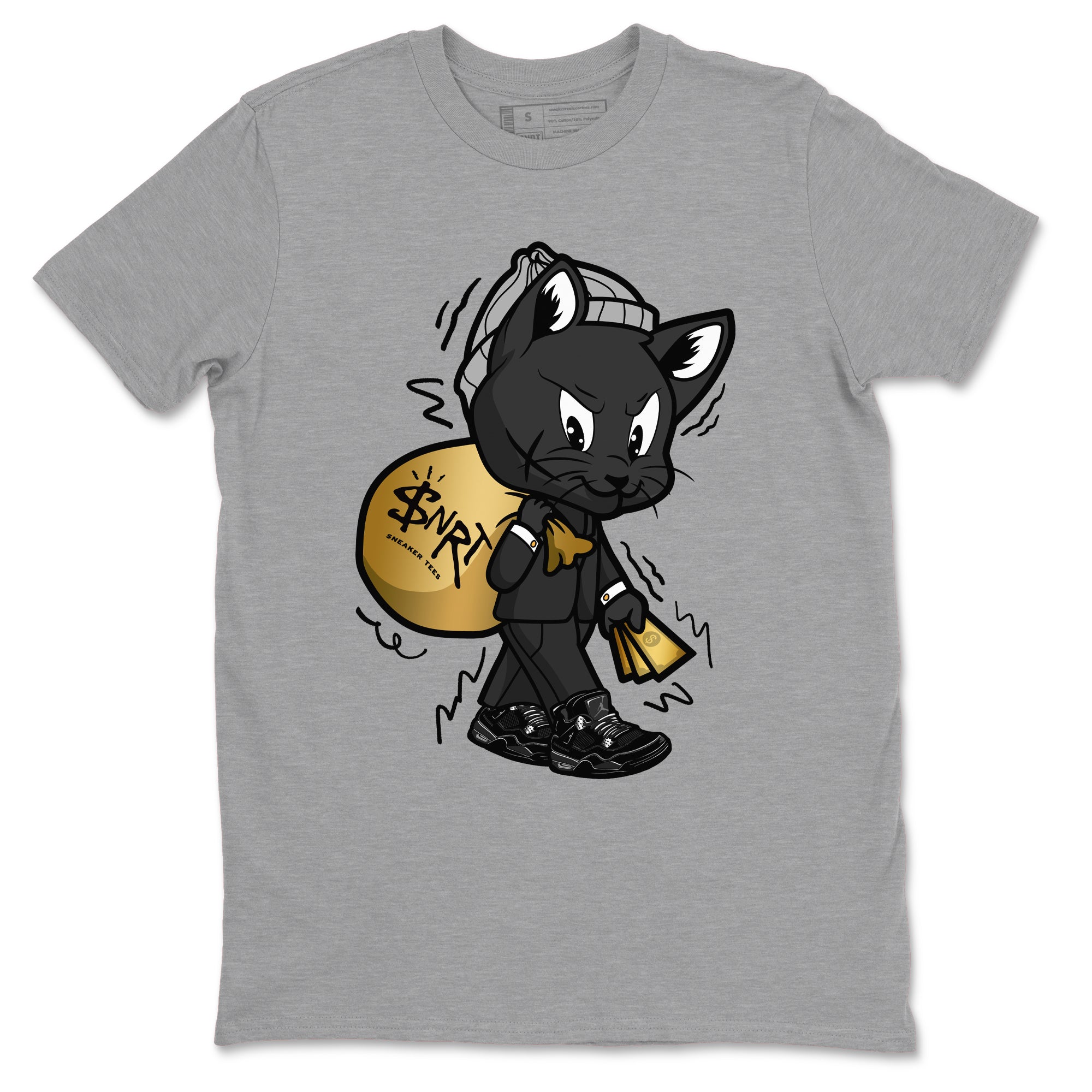 Gangster Cat snkmatch Tees - Air Jordan 4 Black Cat