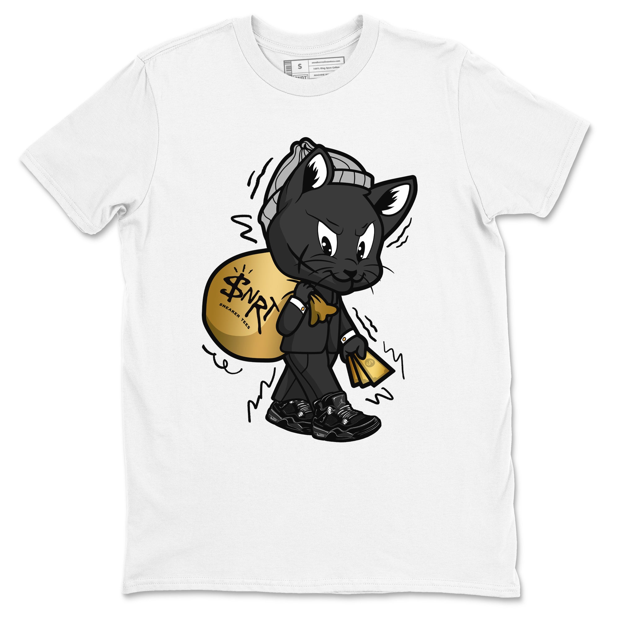 Gangster Cat snkmatch Tees - Air Jordan 4 Black Cat