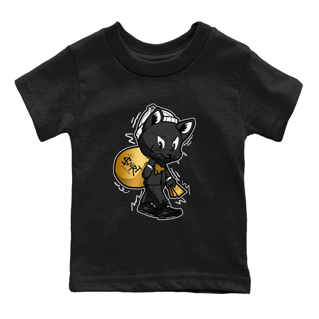 Gangster Cat snkmatch Tees Kids - Air Jordan 5 Black Cat