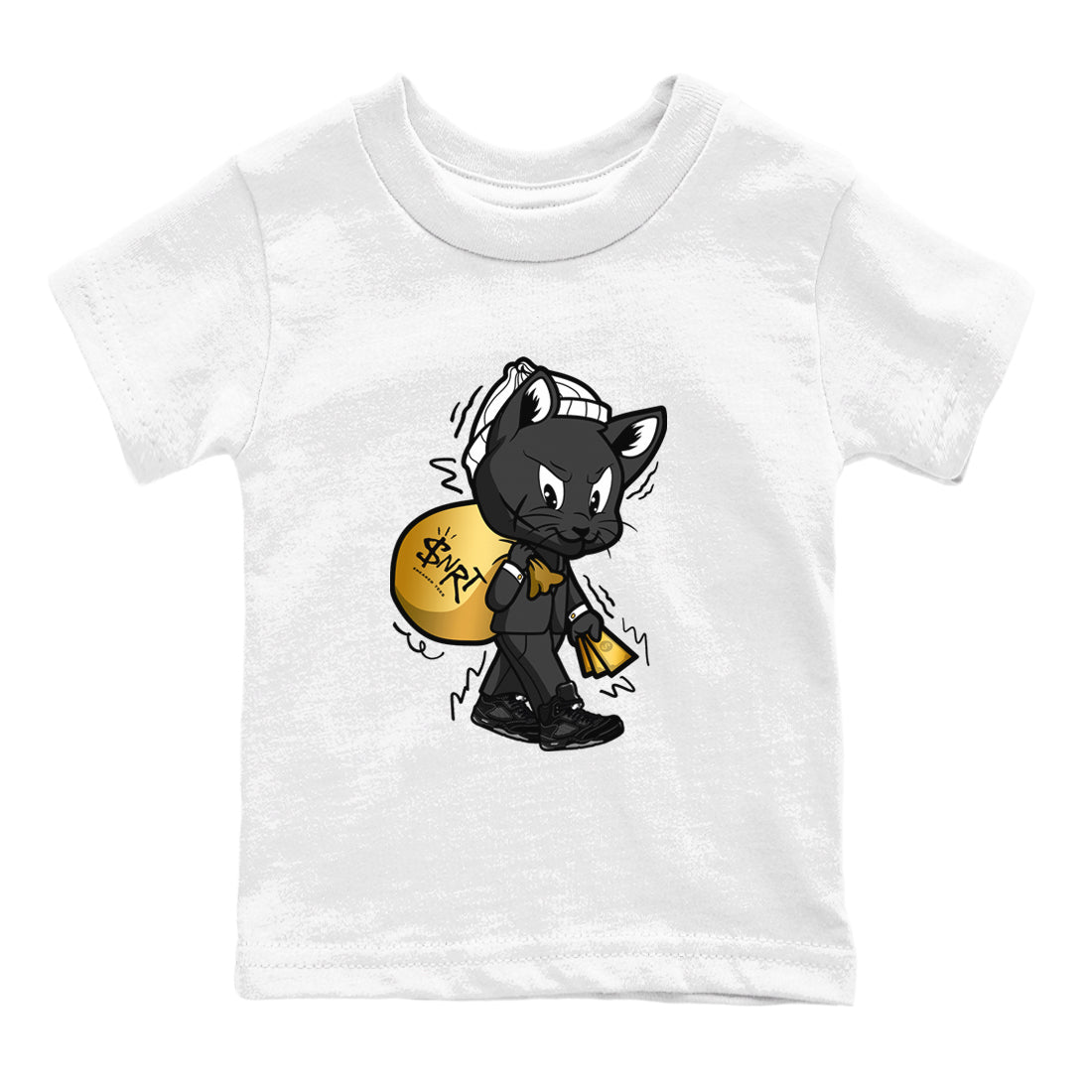 Gangster Cat snkmatch Tees Kids - Air Jordan 5 Black Cat