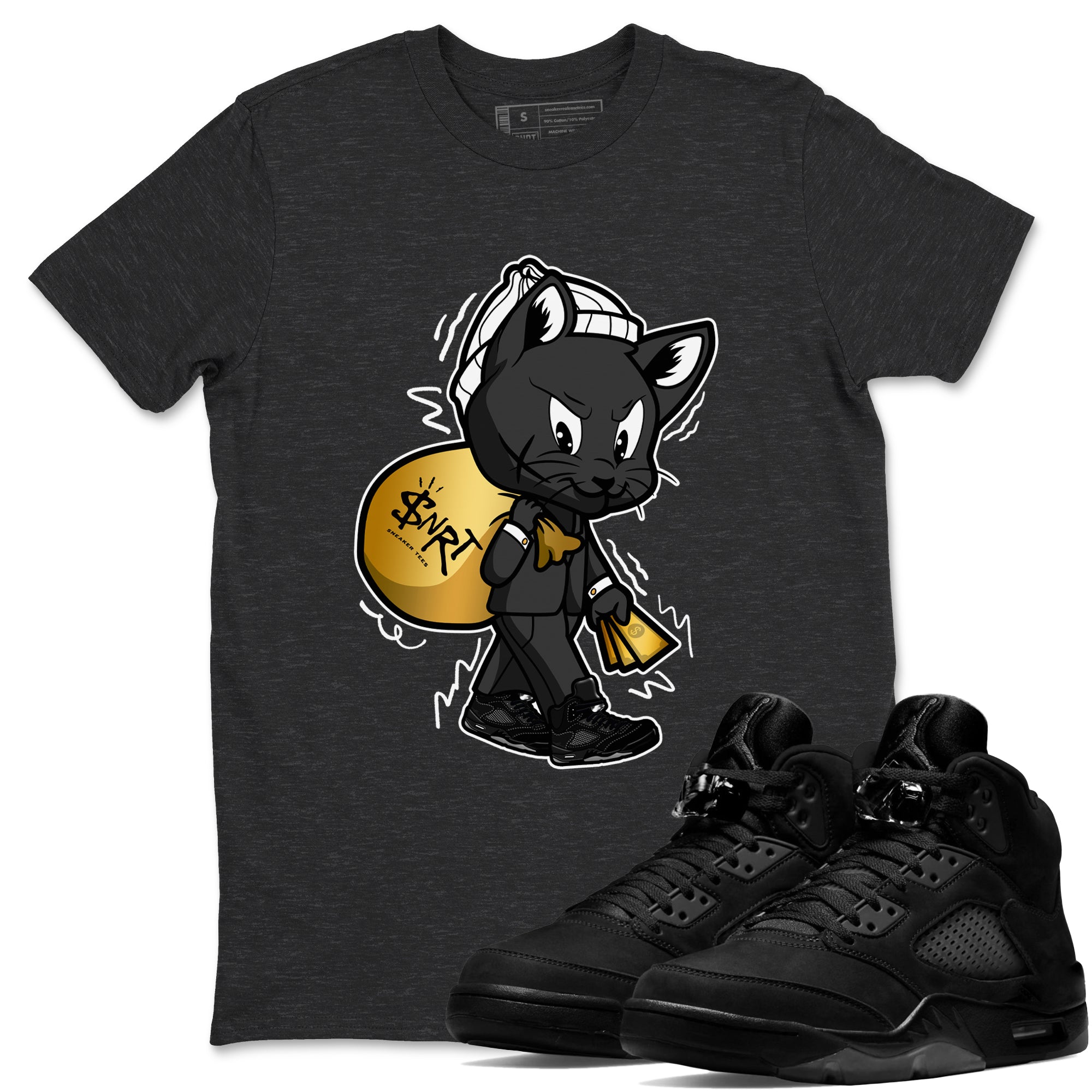 Gangster Cat snkmatch Tees - Air Jordan 5 Black Cat
