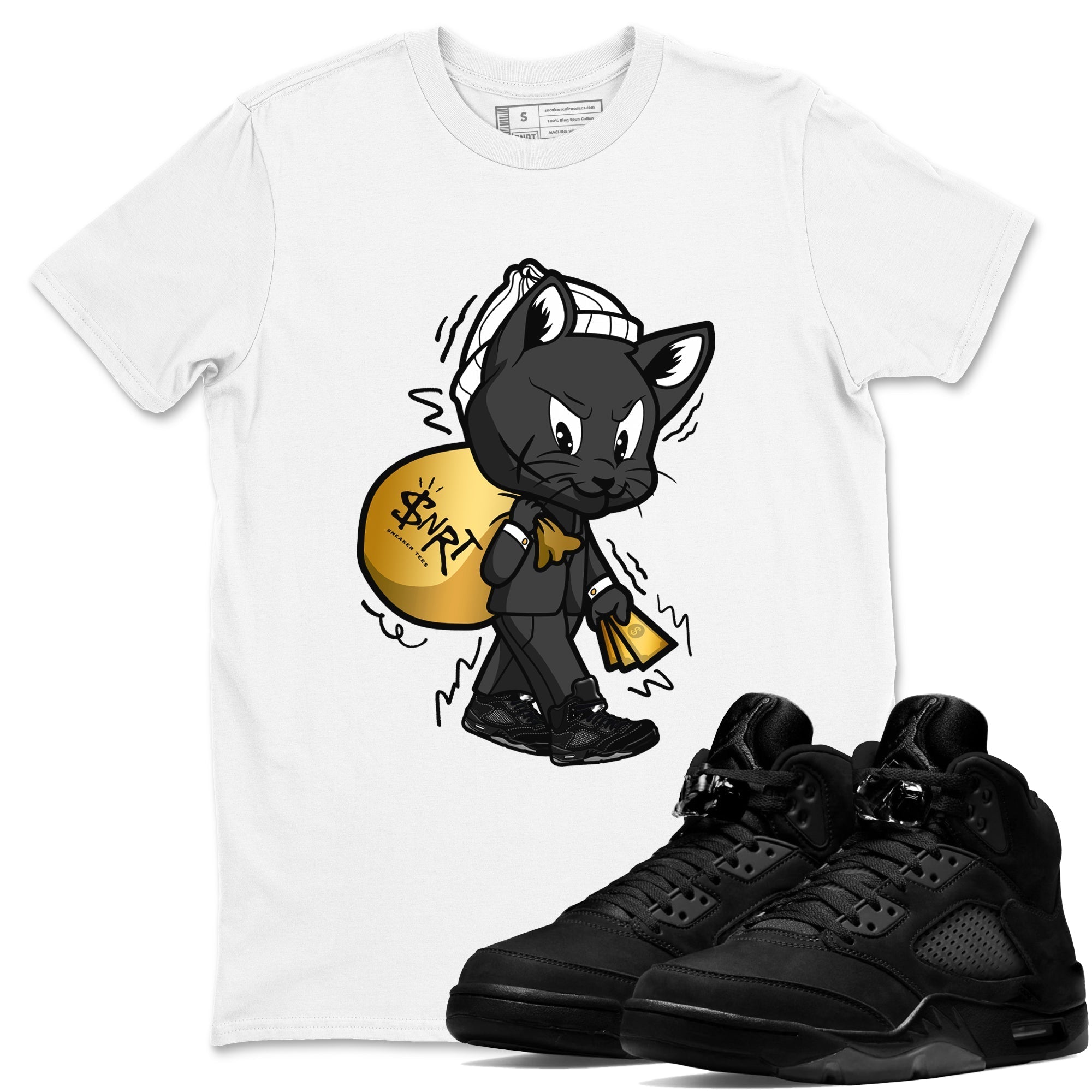 Gangster Cat snkmatch Tees - Air Jordan 5 Black Cat