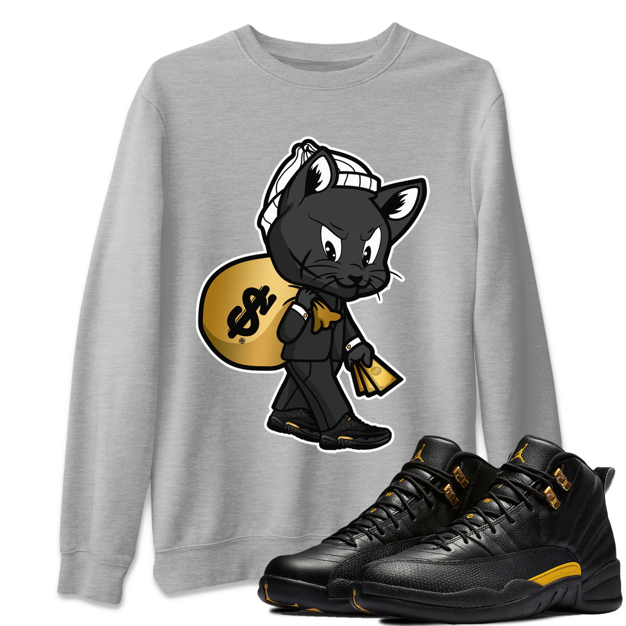 Gangster Cat Unisex Tops - Air Jordan 12 Black Taxi