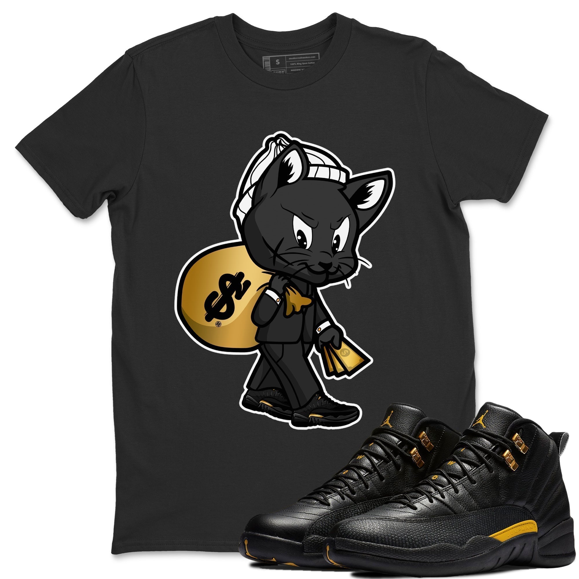 Gangster Cat Unisex Tops - Air Jordan 12 Black Taxi