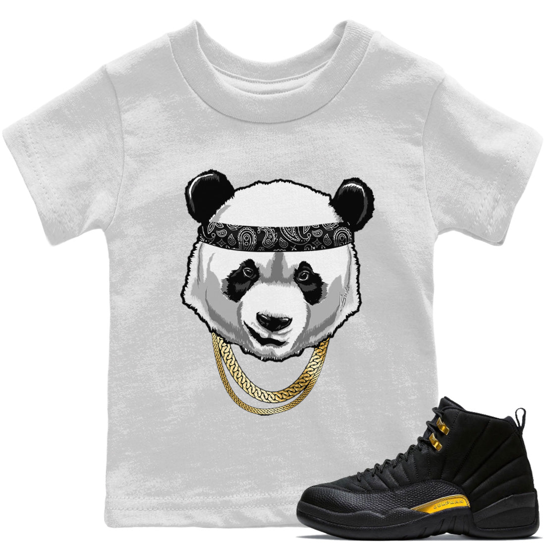 Gangster Panda Kids Tops - Air Jordan 12 Black Taxi